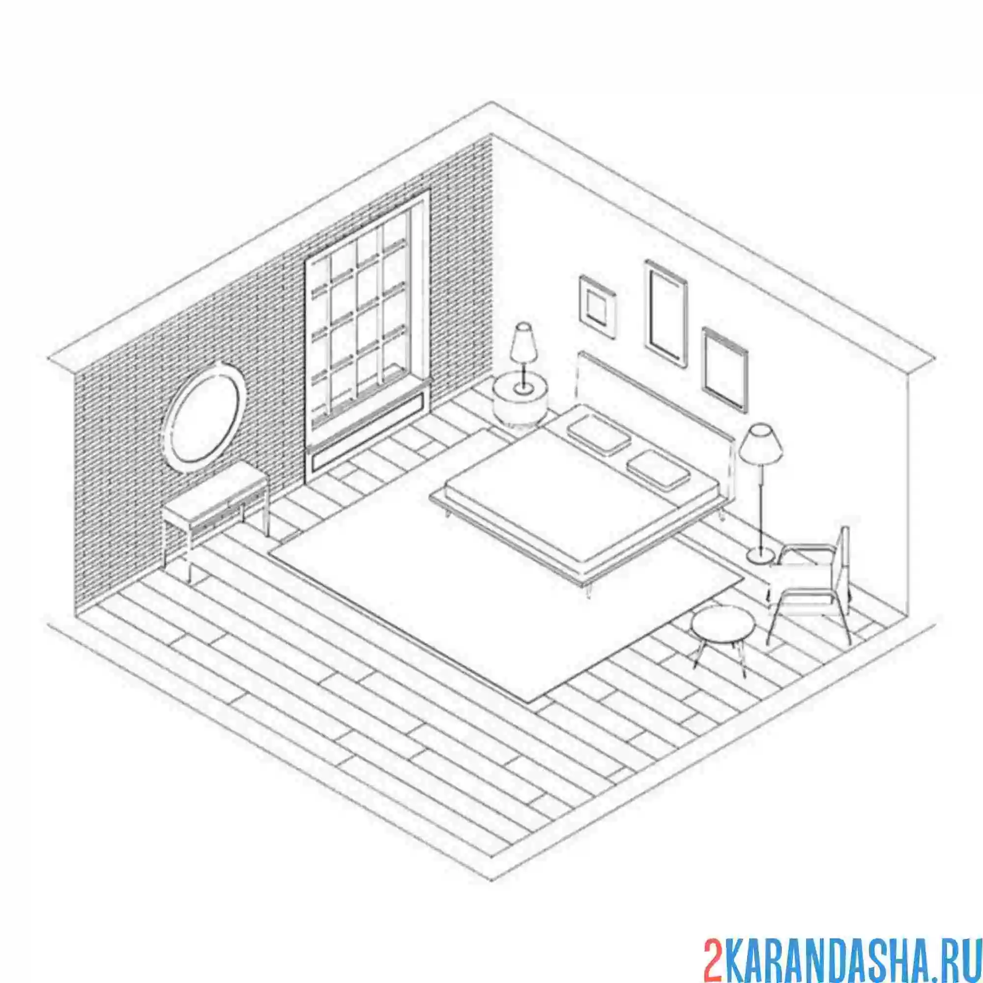 Раскраска мебель спальня