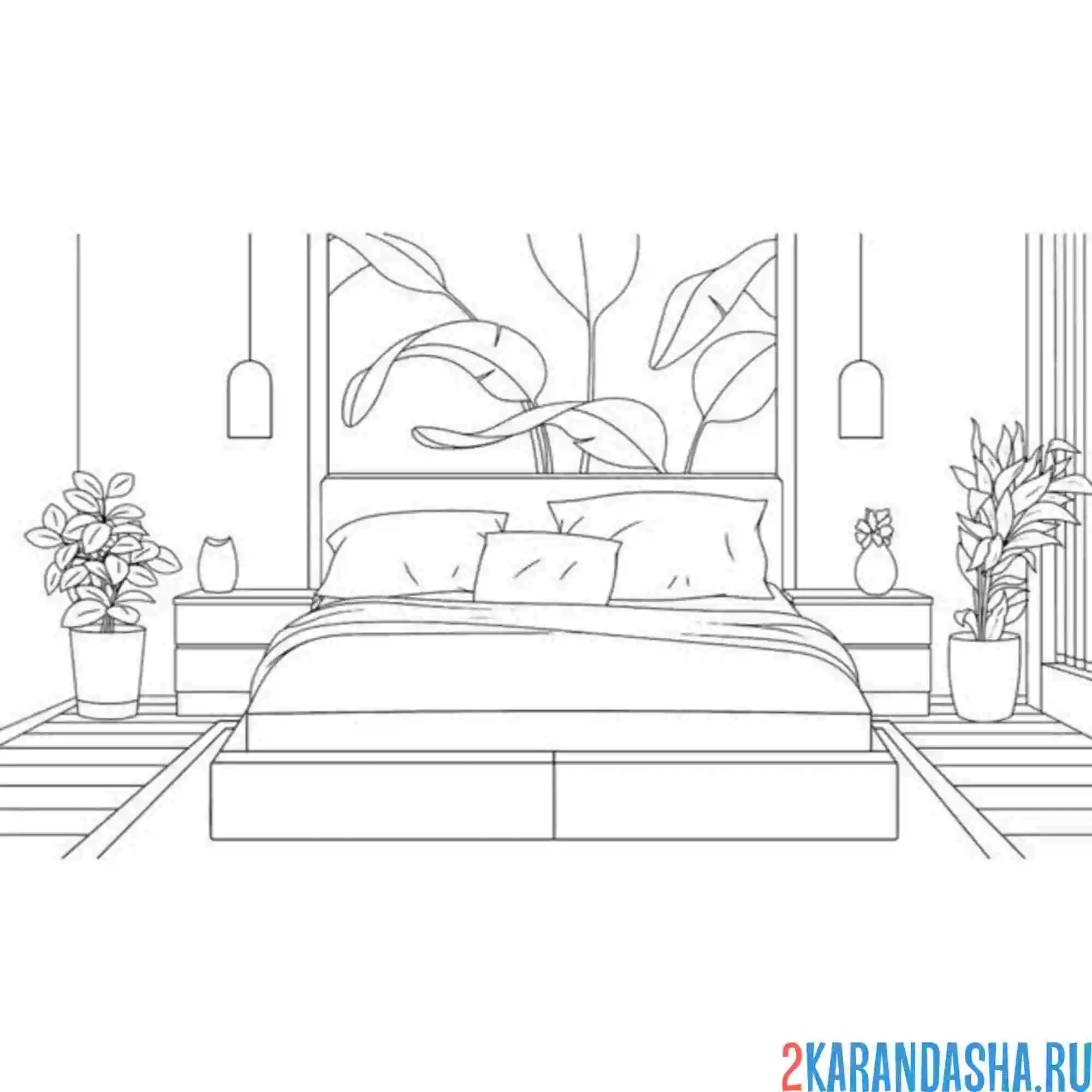 Раскраска в спальне мебель