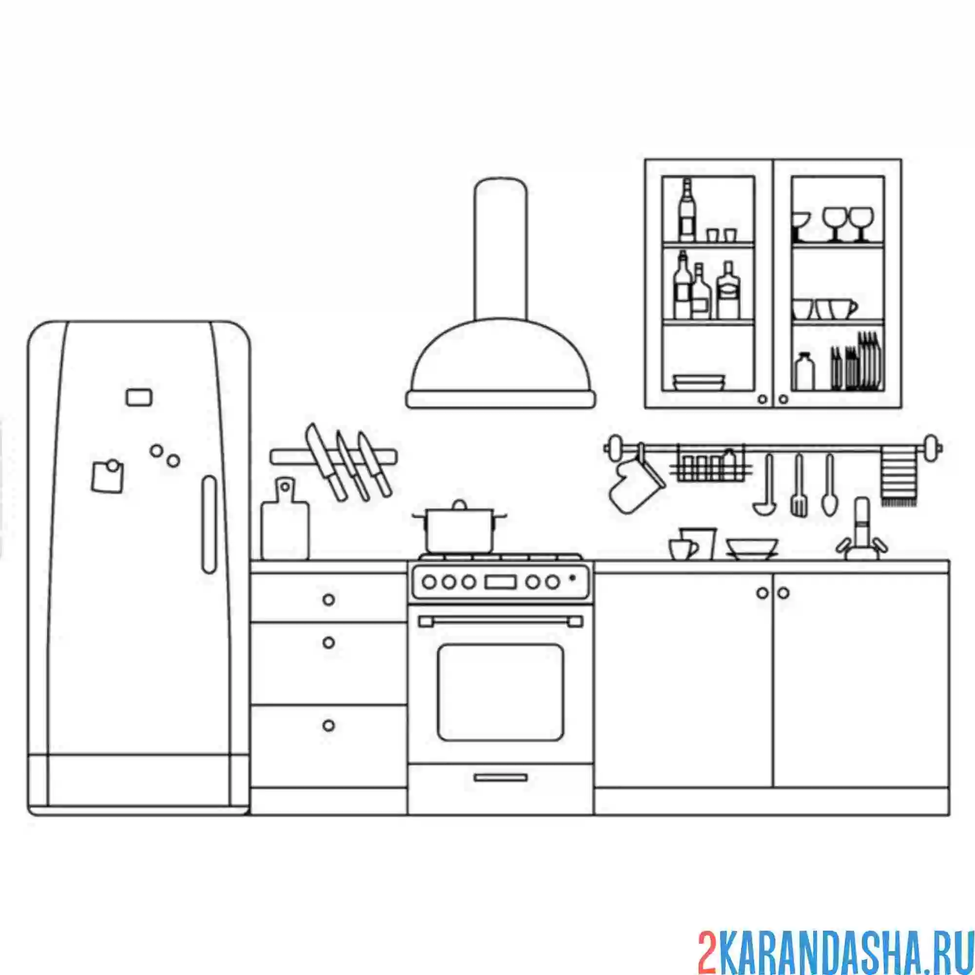 Раскраска мебель в кухне