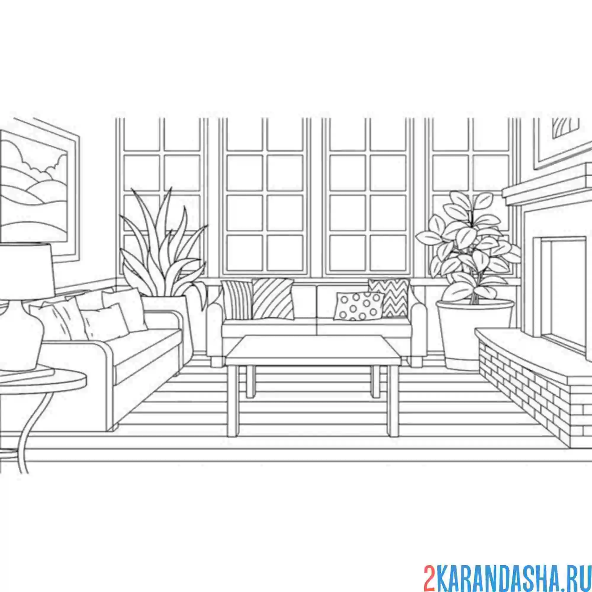Раскраска гостевая комната