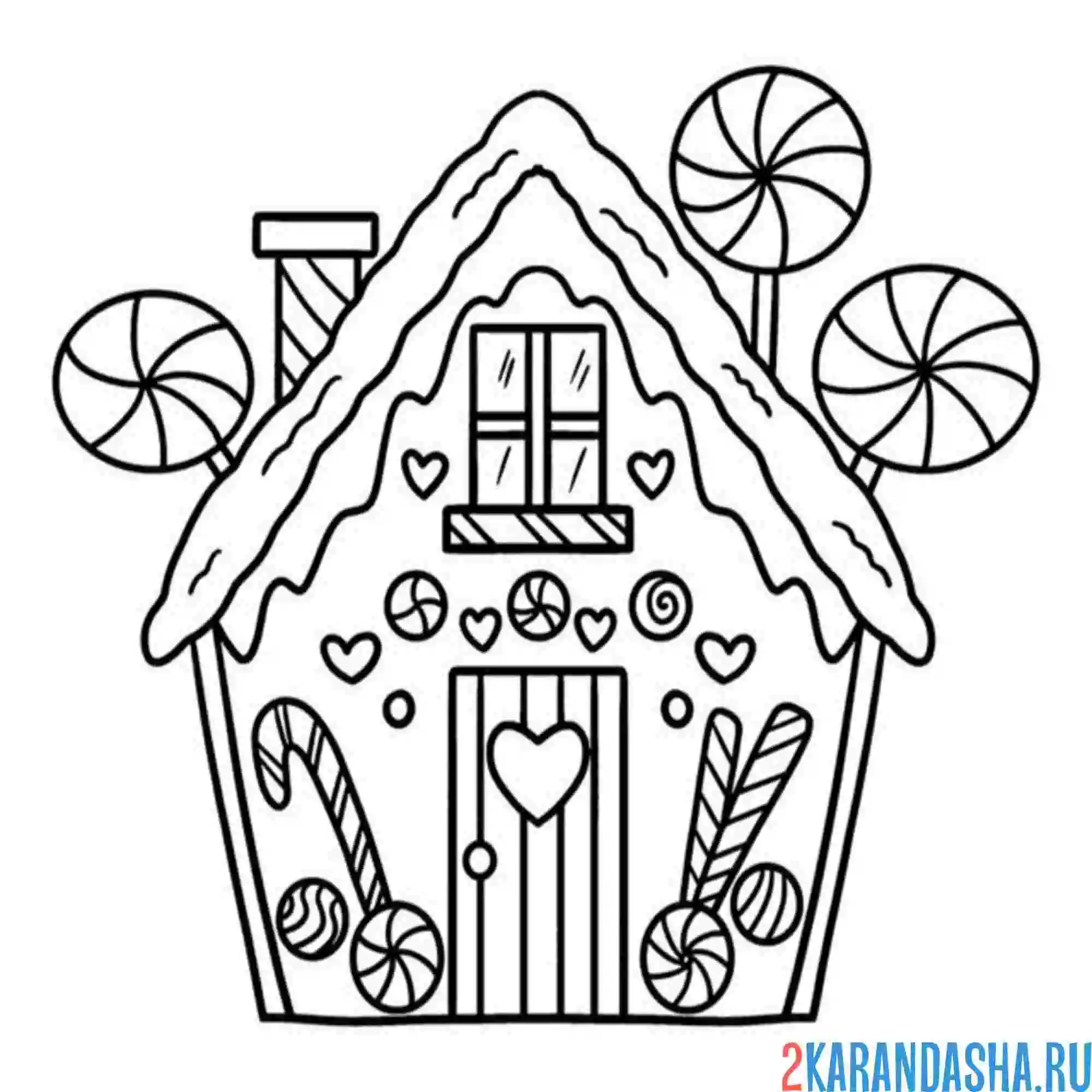 Раскраска пряничный дом