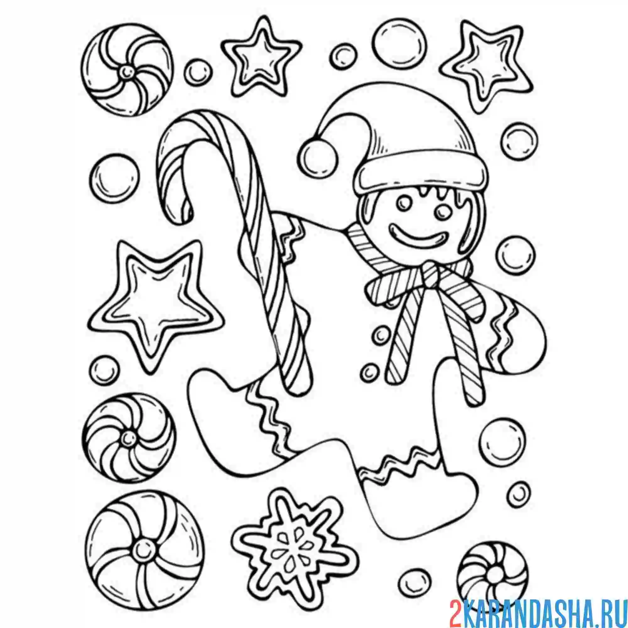 Раскраска пряничный человечек