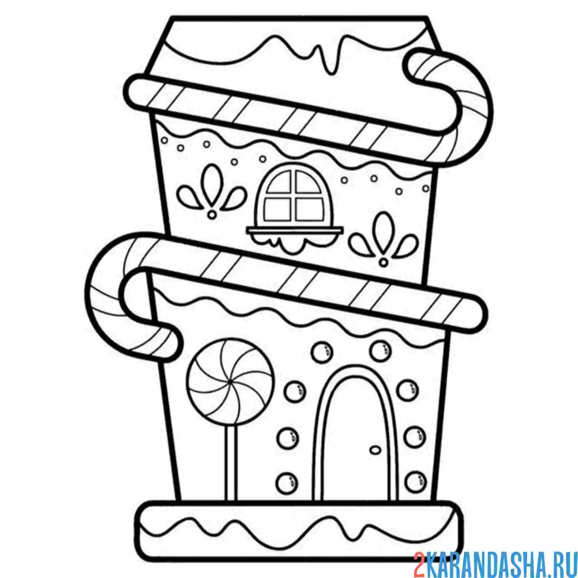 Раскраска домик пряник