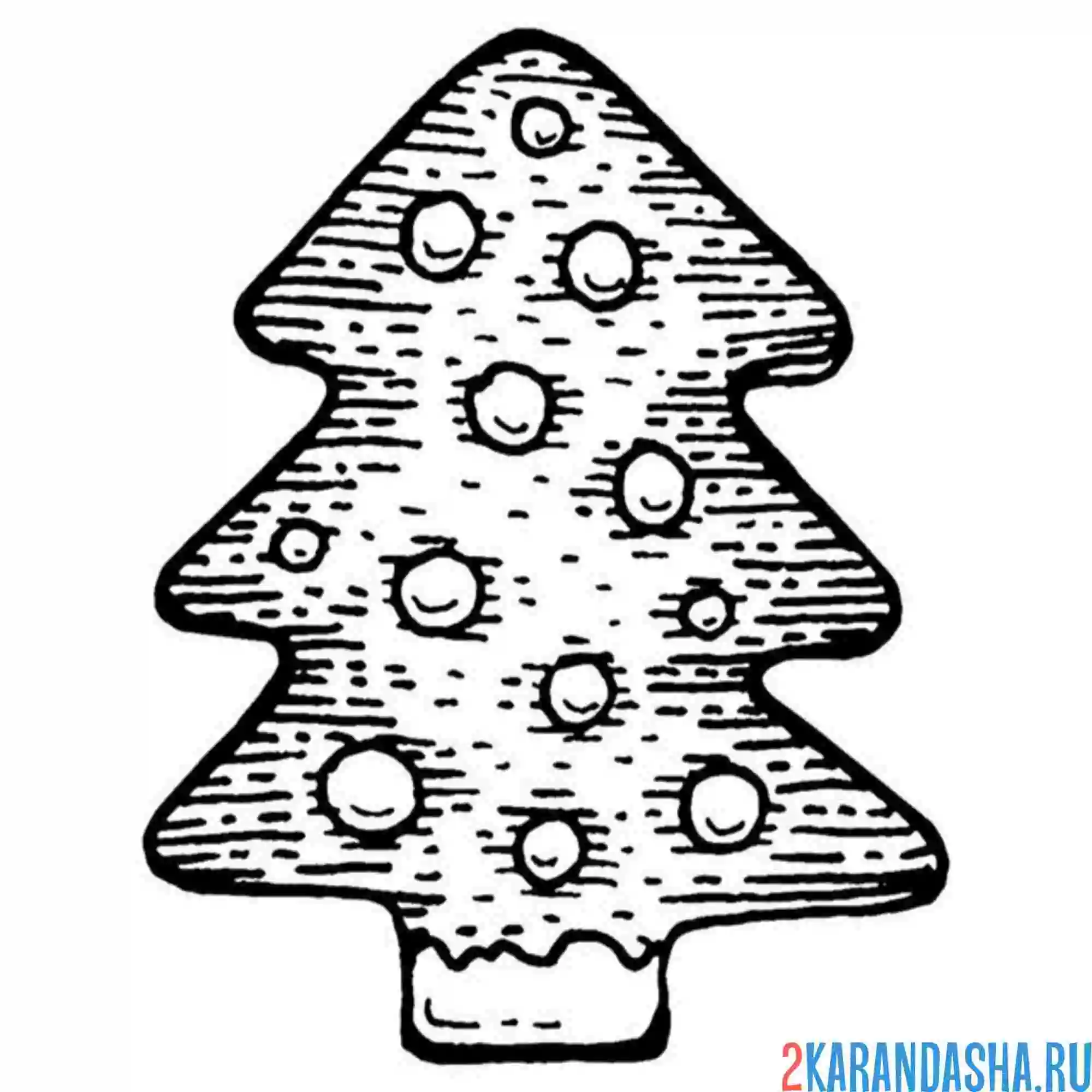 Раскраска новогодний имбирный пряник елка