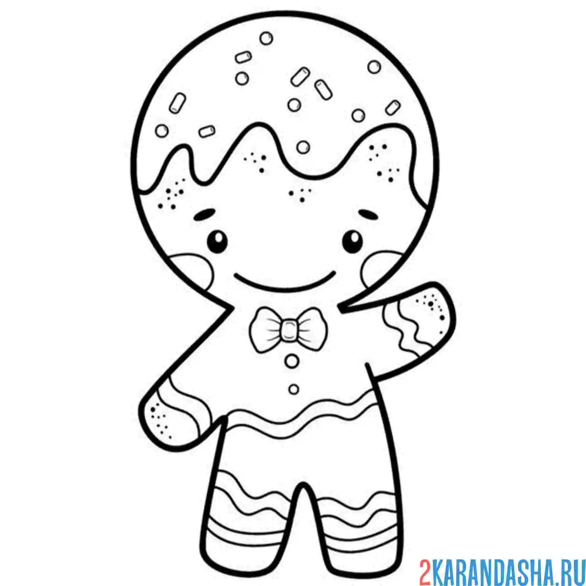 Раскраска новогодний имбирный пряник-человечек