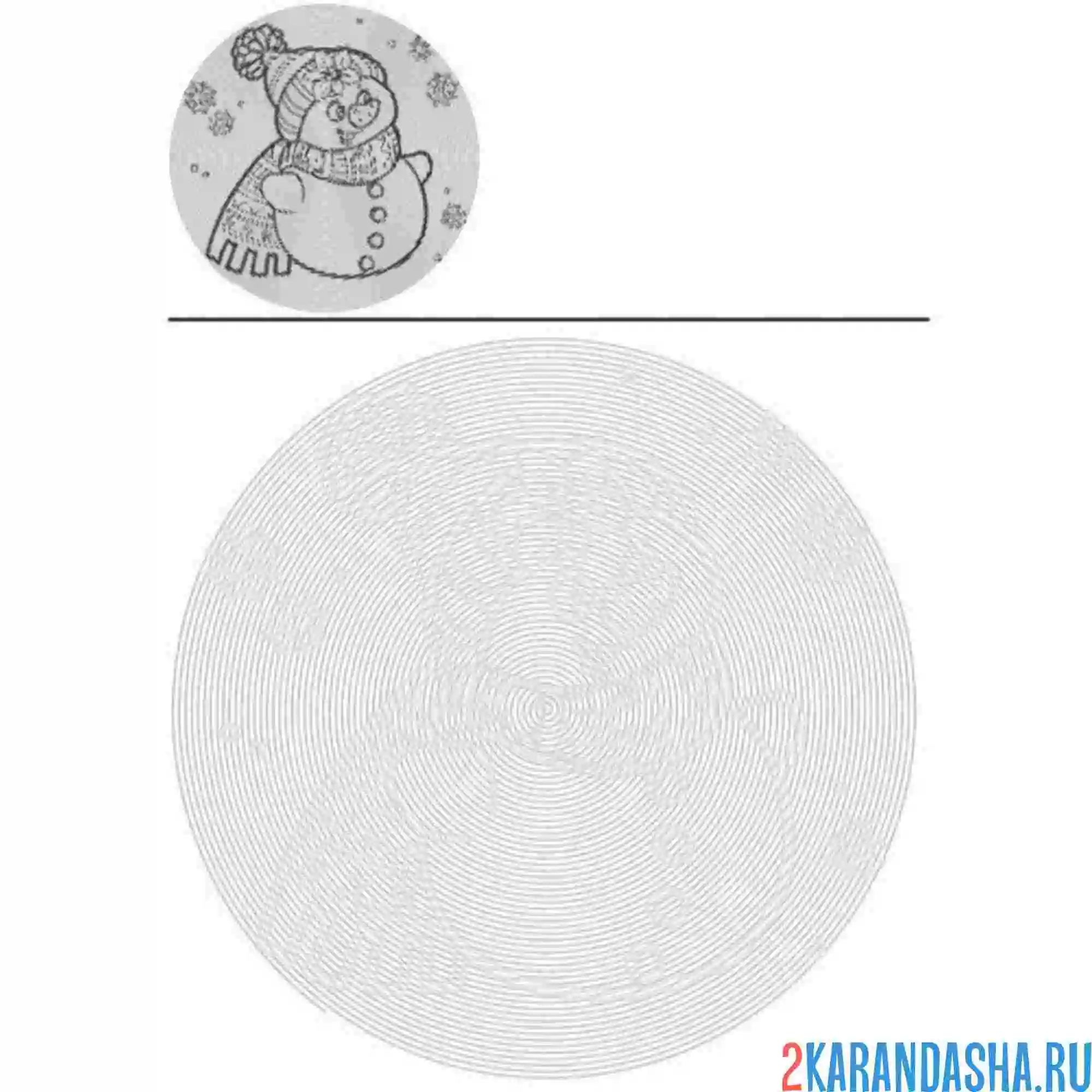 Раскраска в снегу снеговик