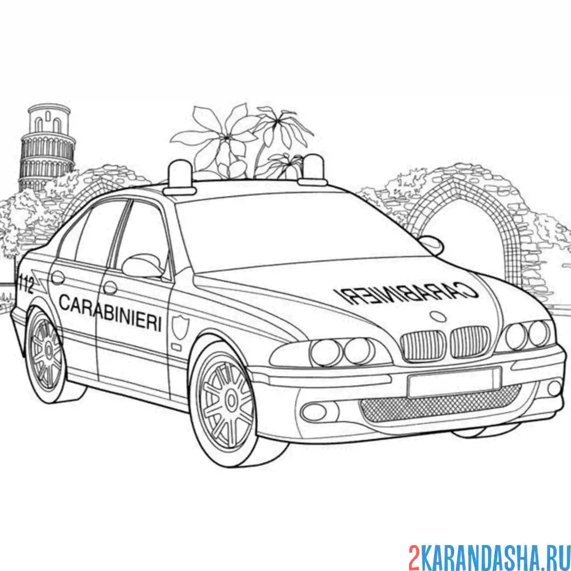 Раскраска бмв полицейская машина