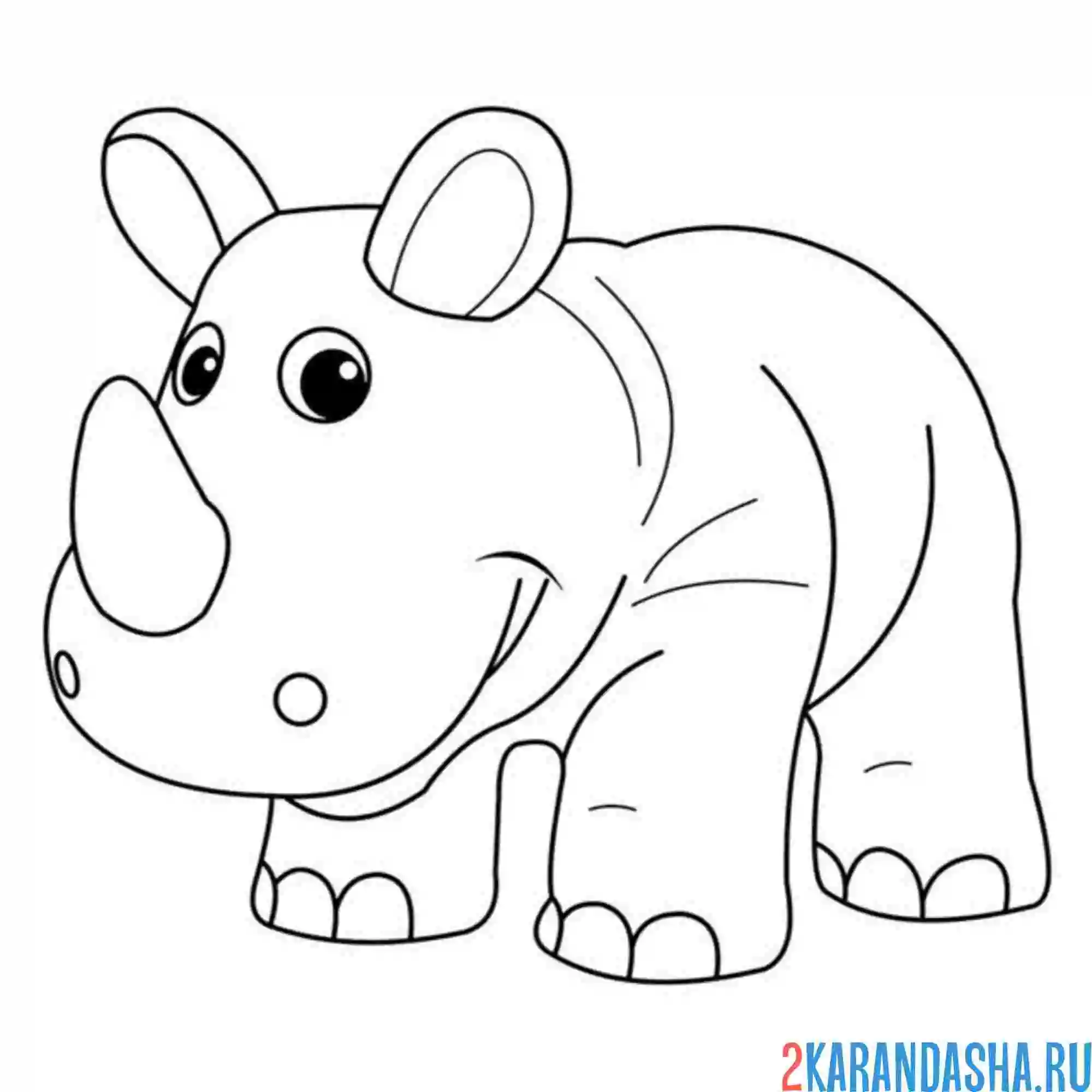 Раскраска мультяшный носорог