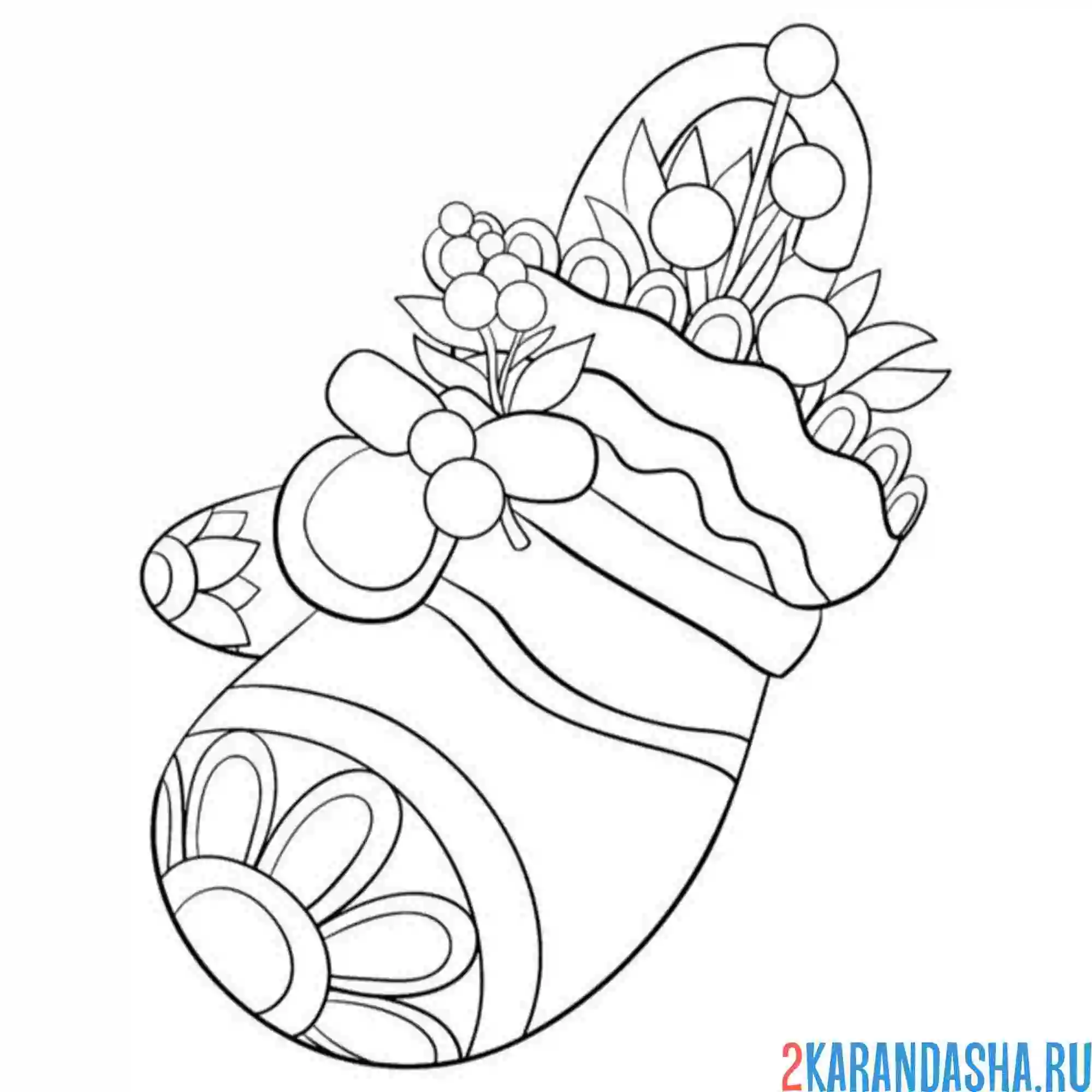 Раскраска новогодняя варежка