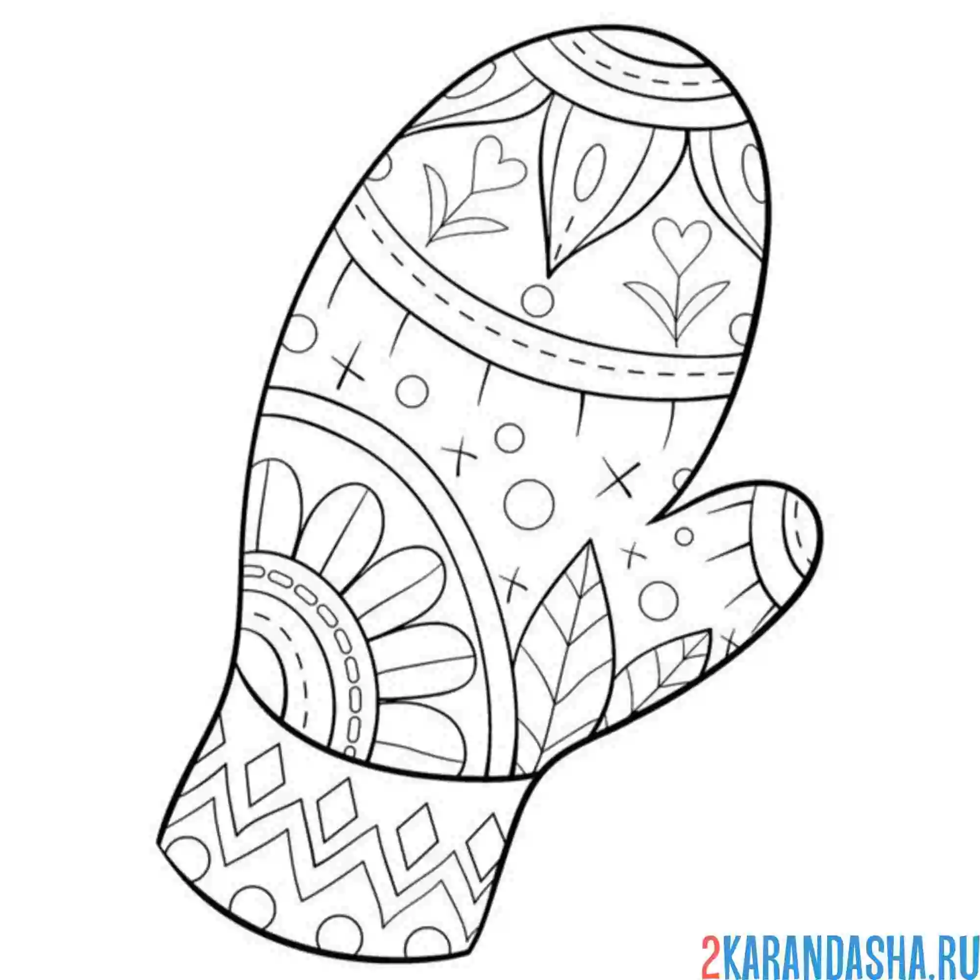 Раскраска варежка антистресс