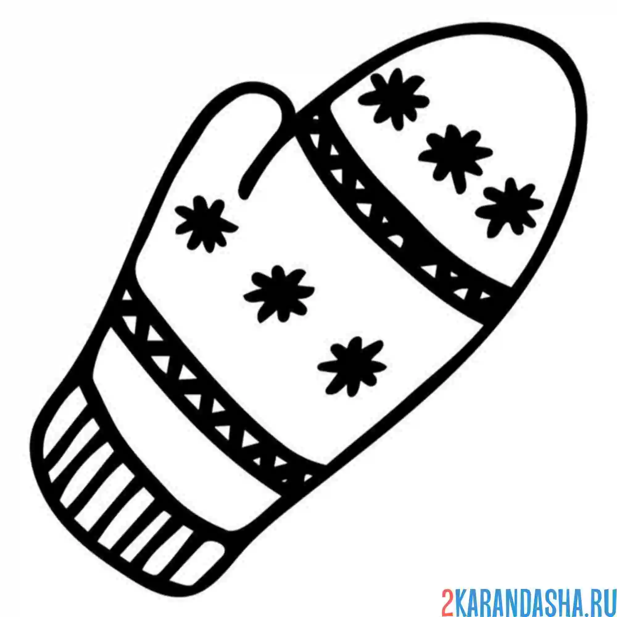 Раскраска варежка и рисунок