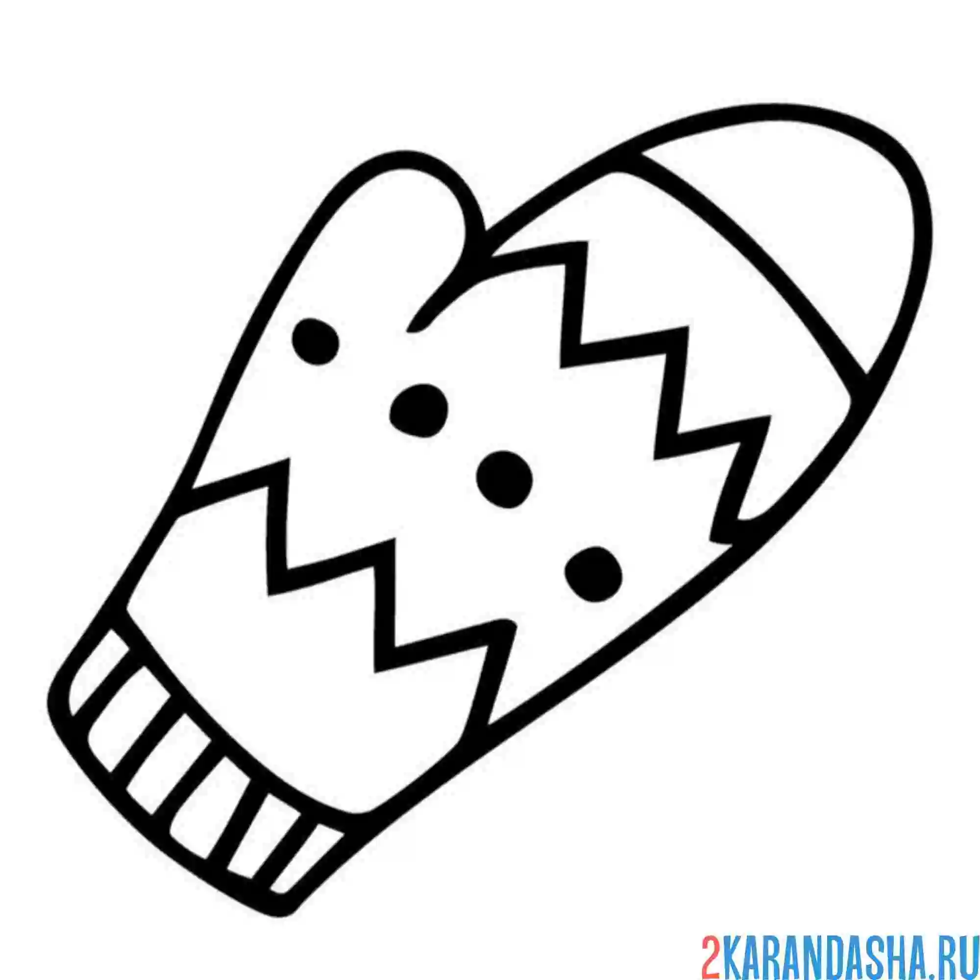 Раскраска варежка с рисунком простым