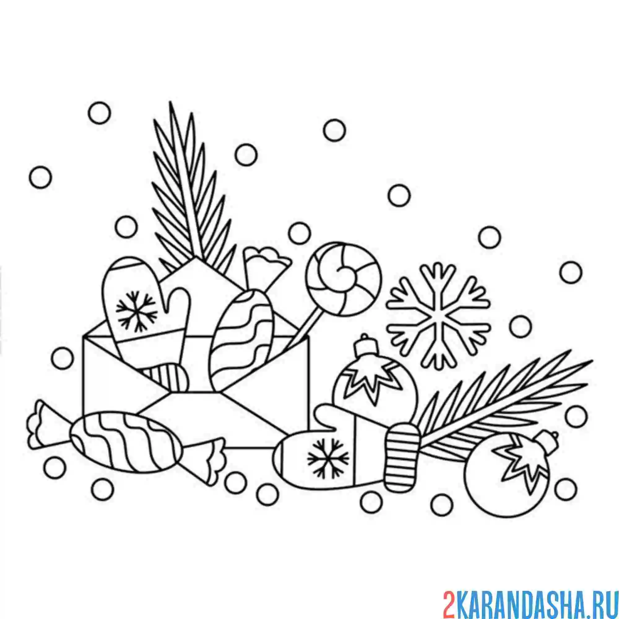 Раскраска варежка и елка
