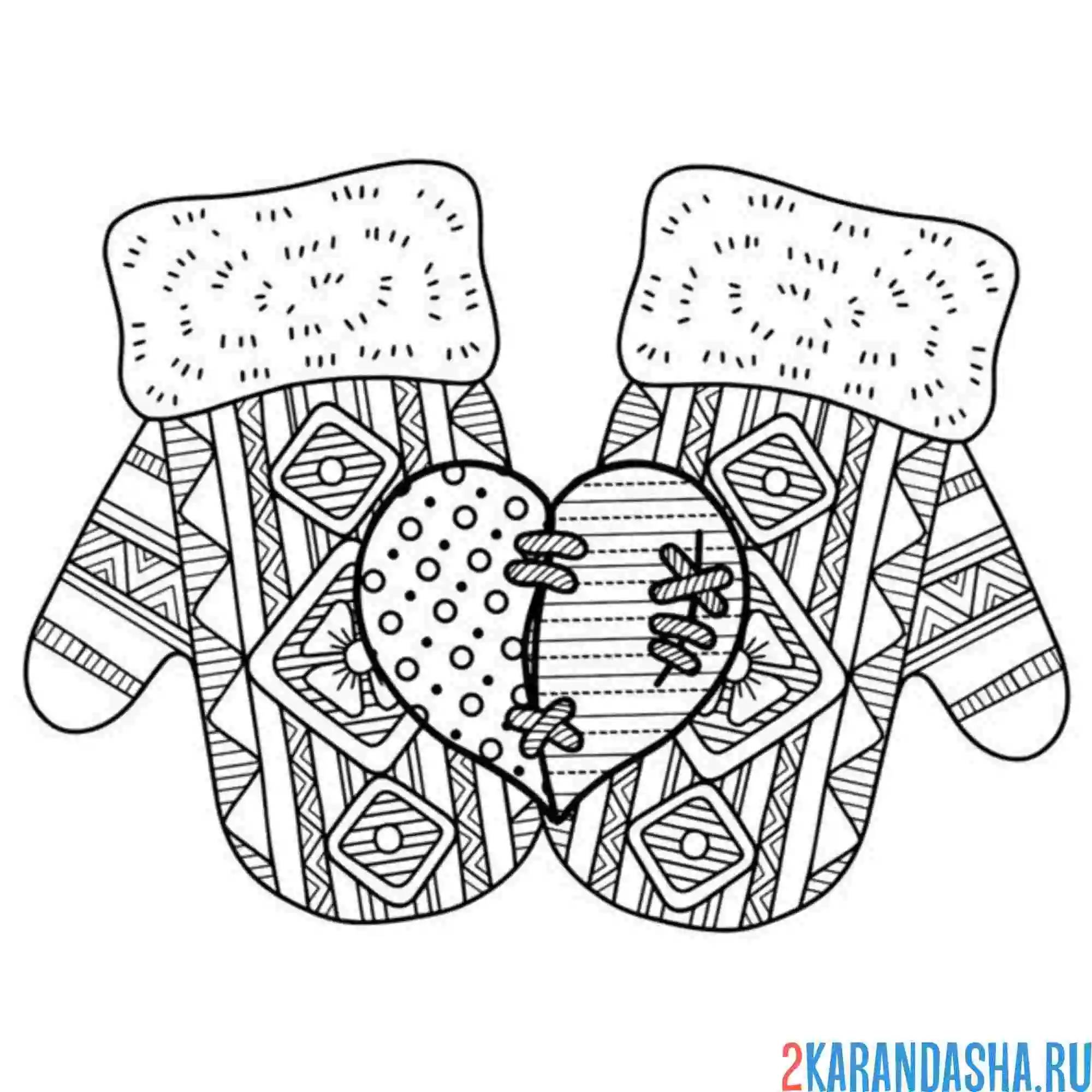 Раскраска варежки антистресс узоры