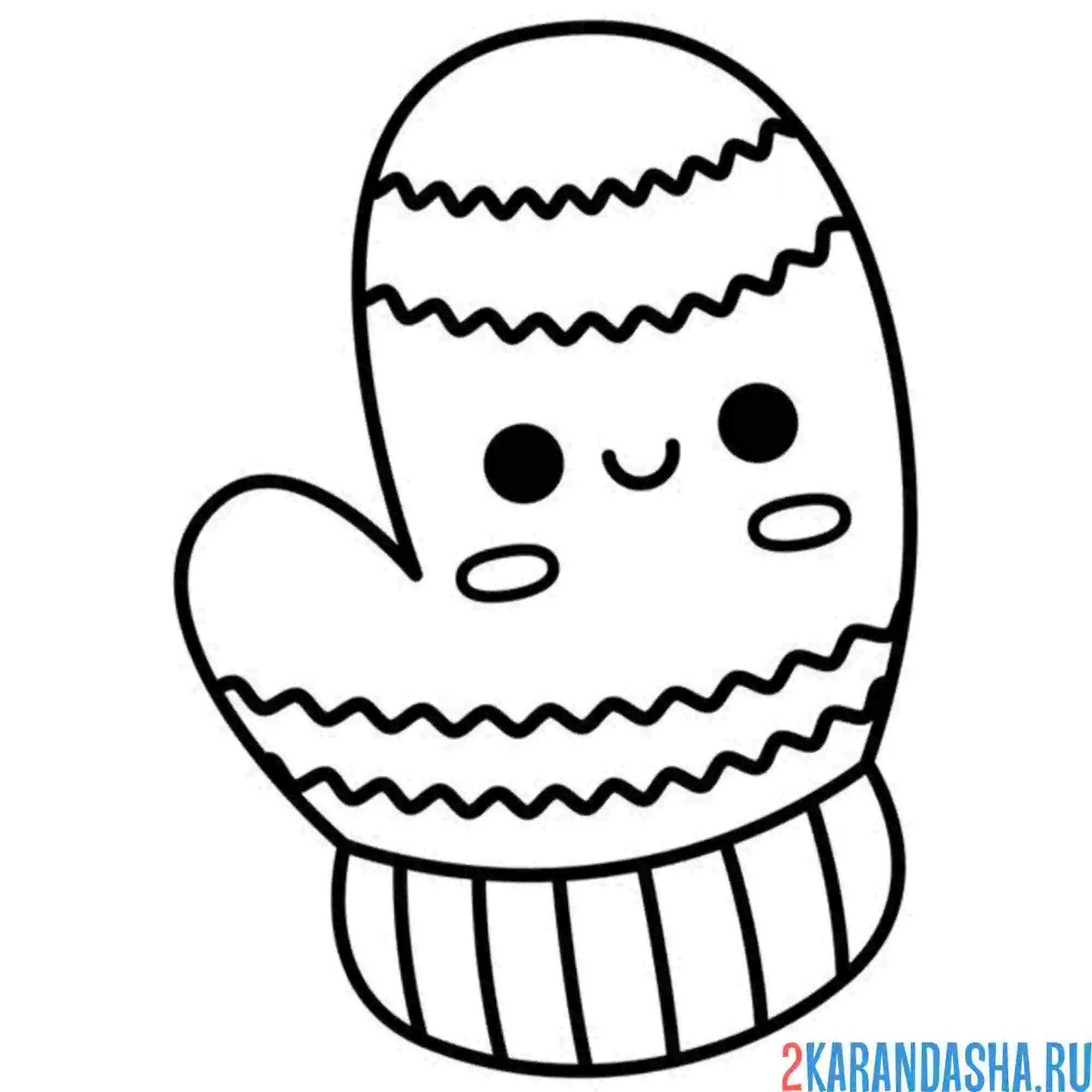 Раскраска варежка каваи