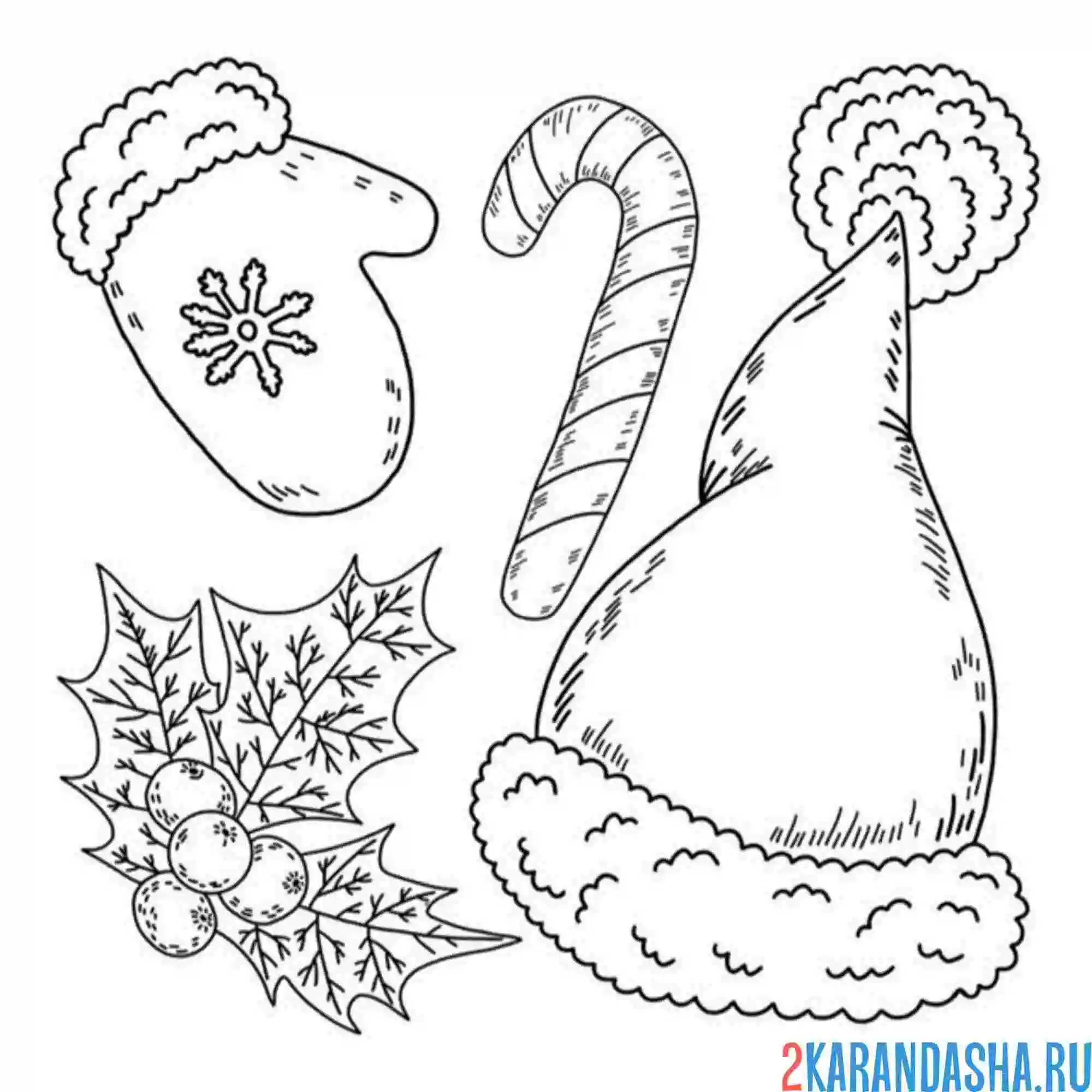 Раскраска варежка и шапка