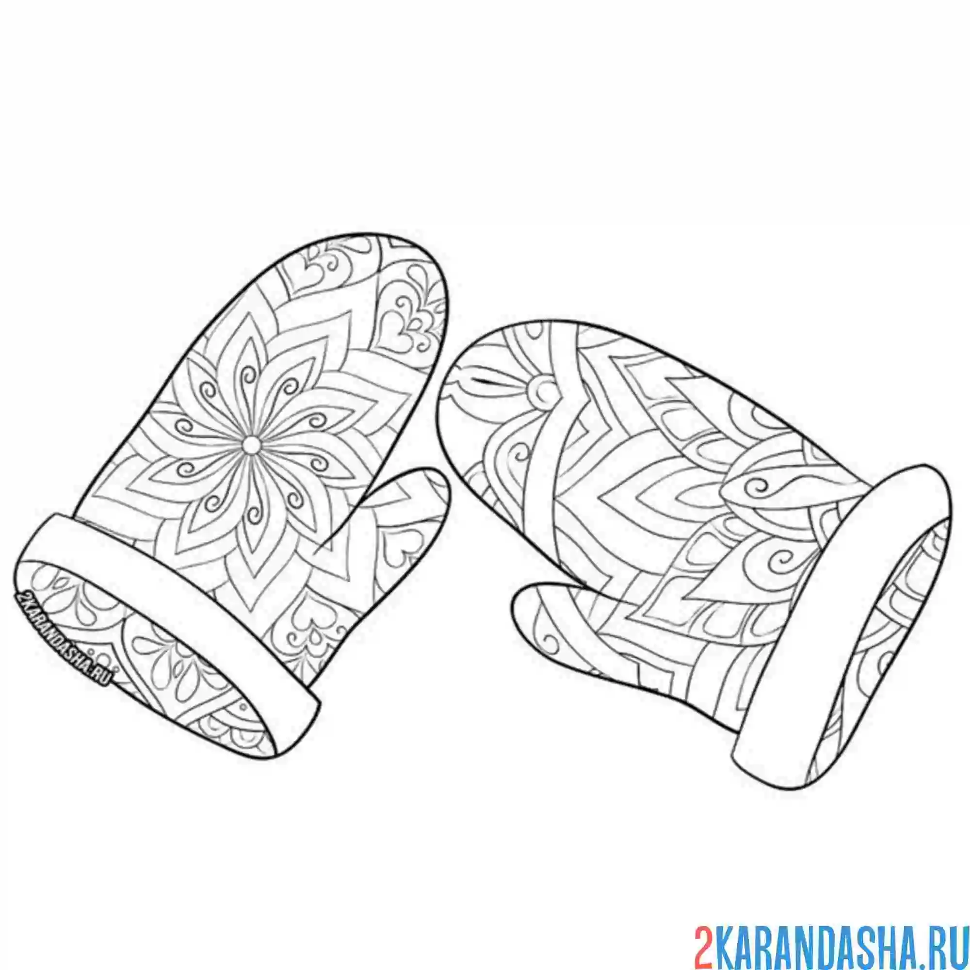 Раскраска варежки антистресс