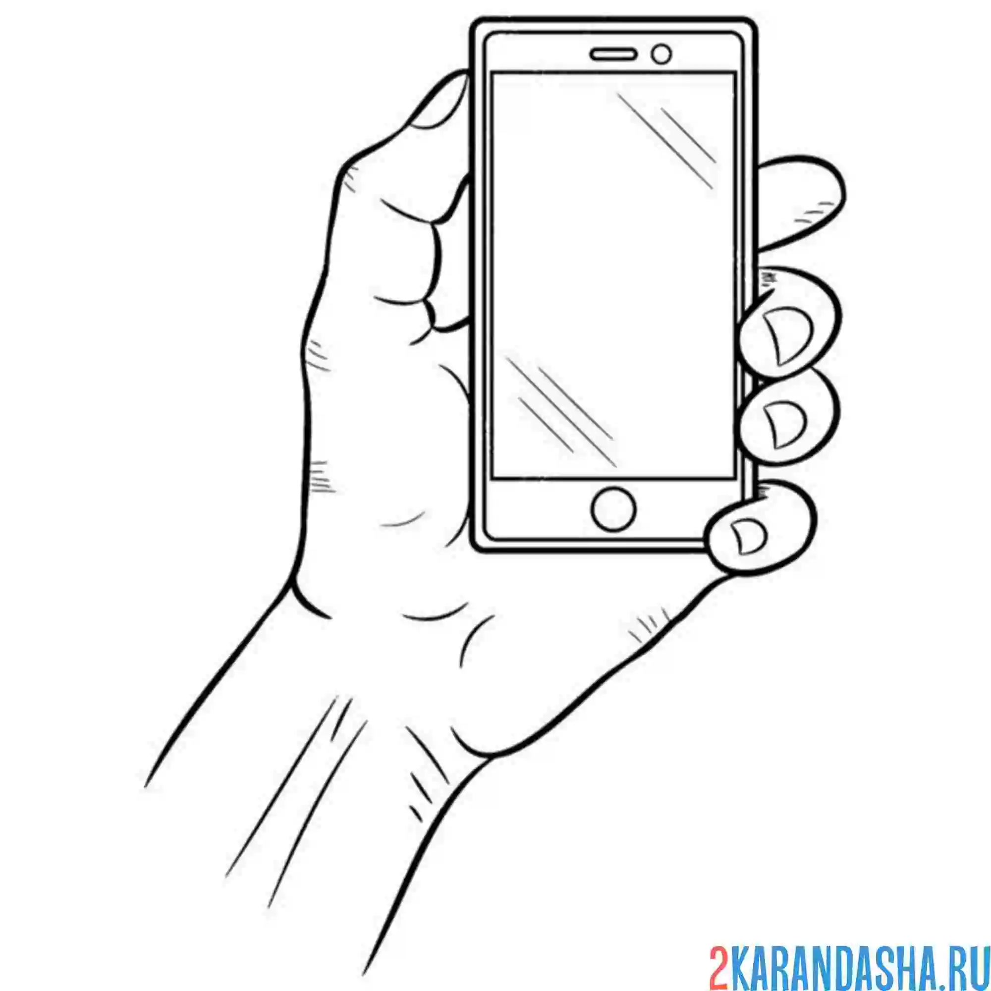 Раскраска телефон в руке