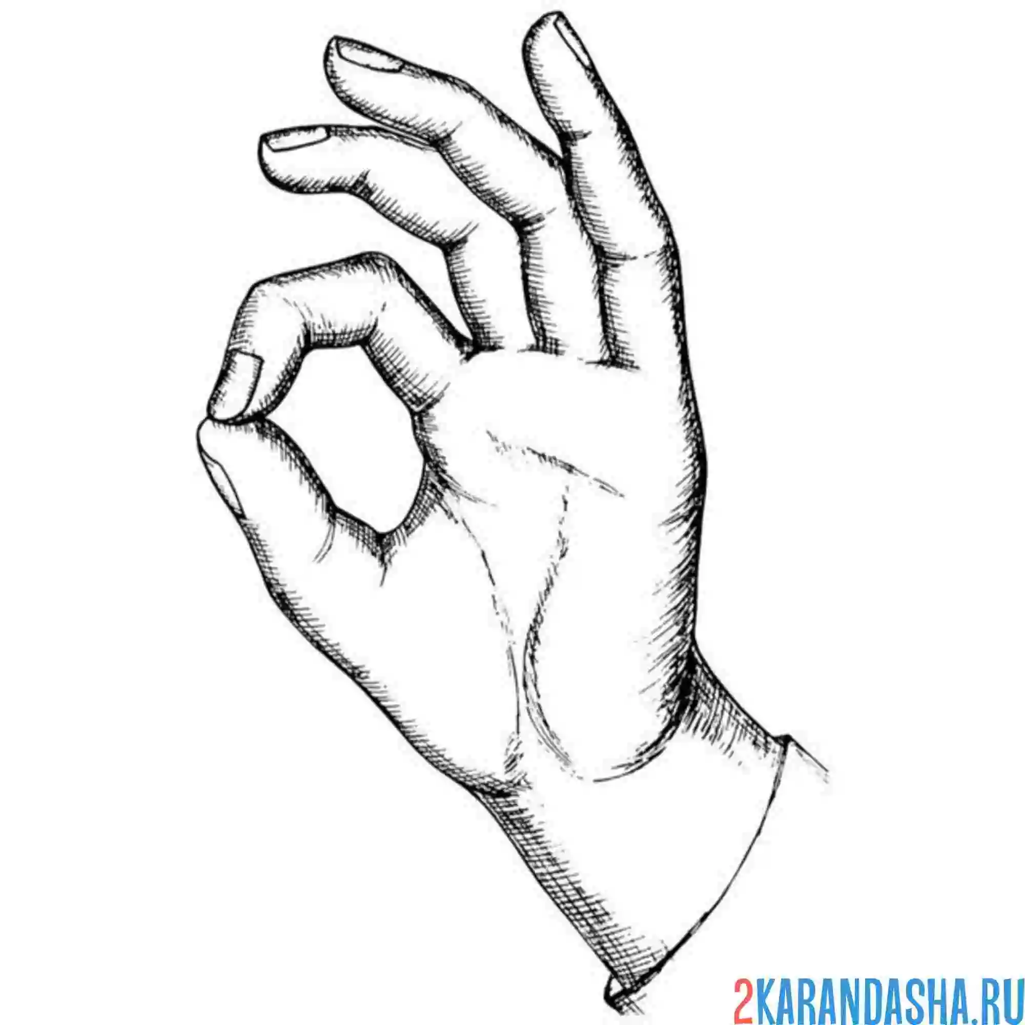 Раскраска рука показывает ок