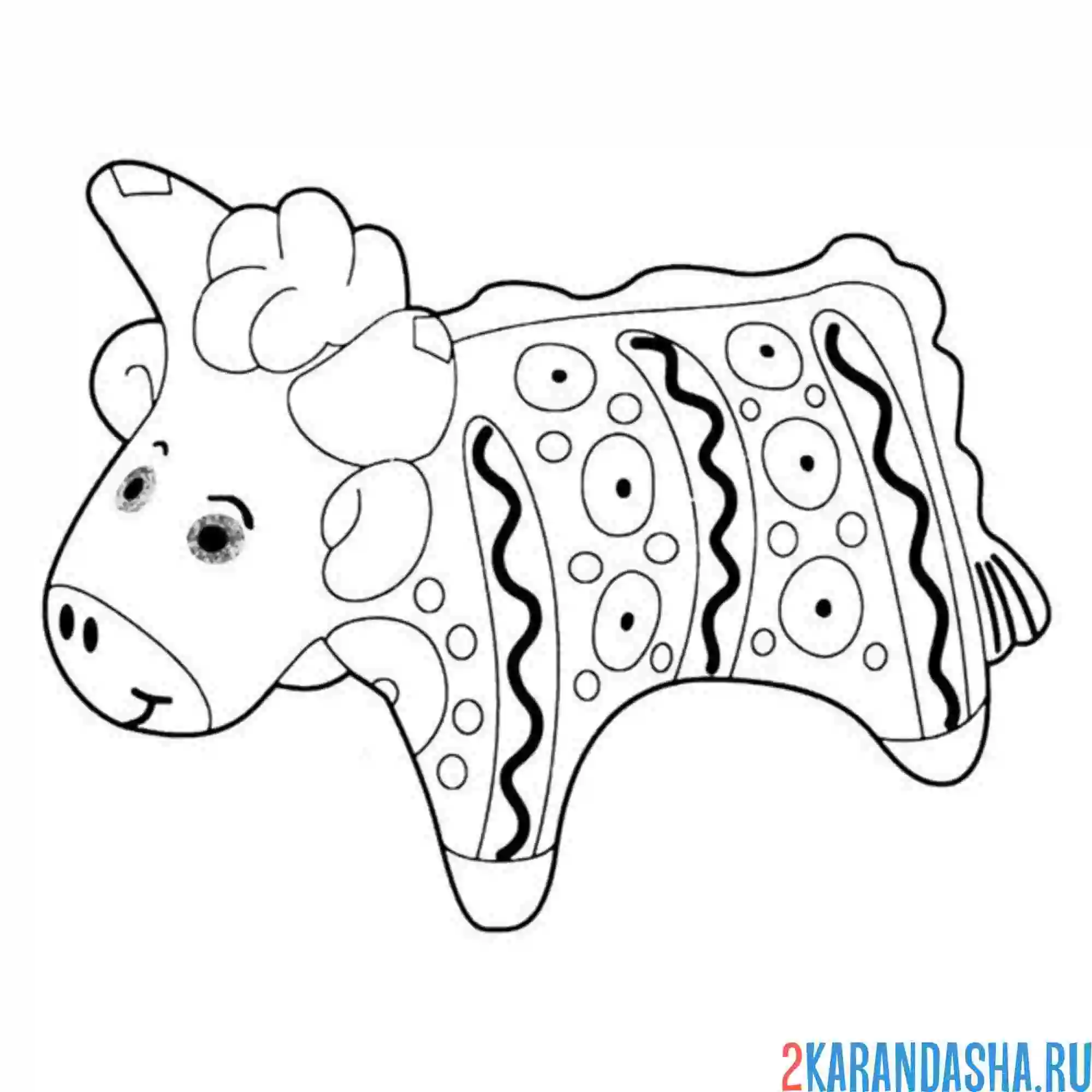 Раскраска дымковская игрушка корова или барашек