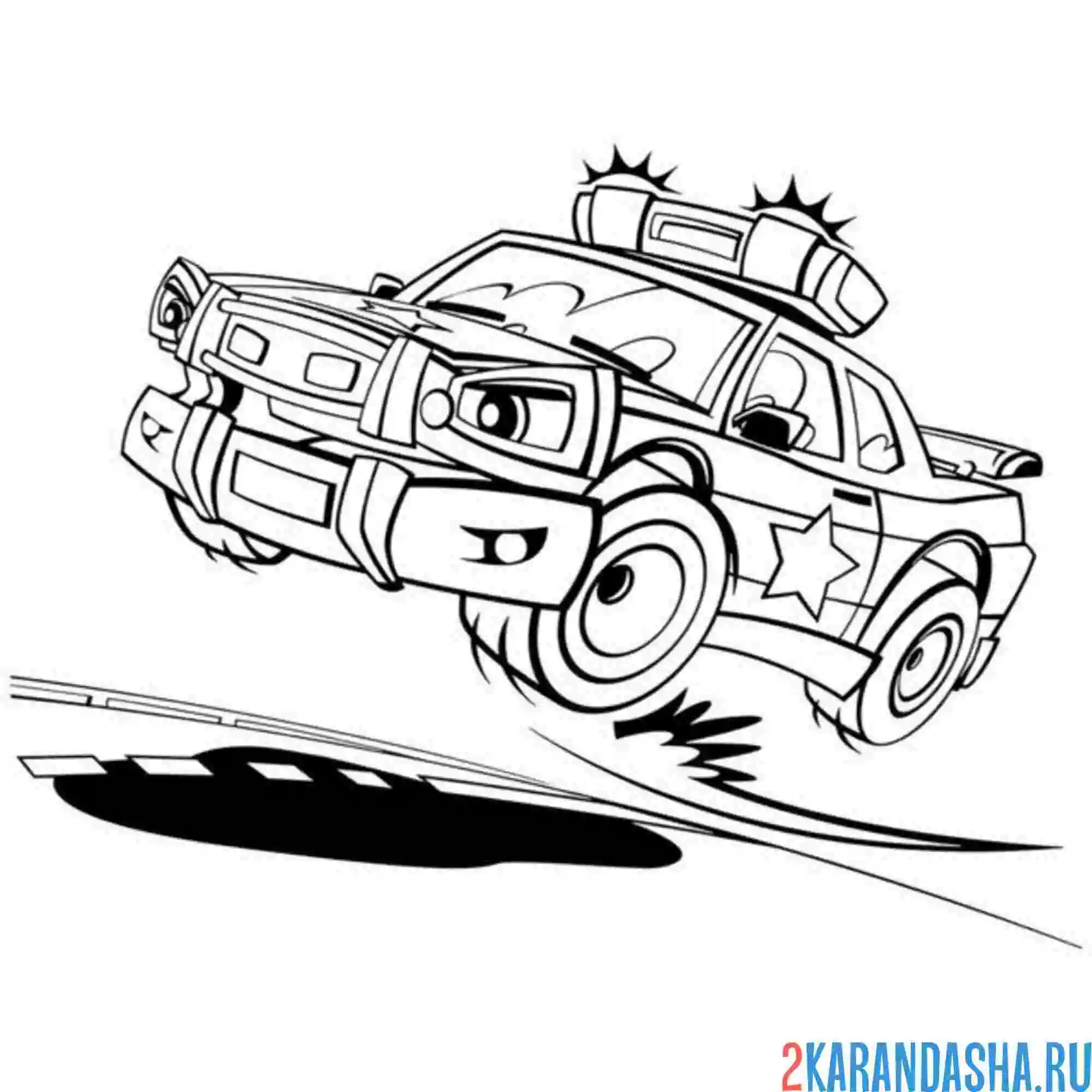 Раскраска резвая полицейская машина