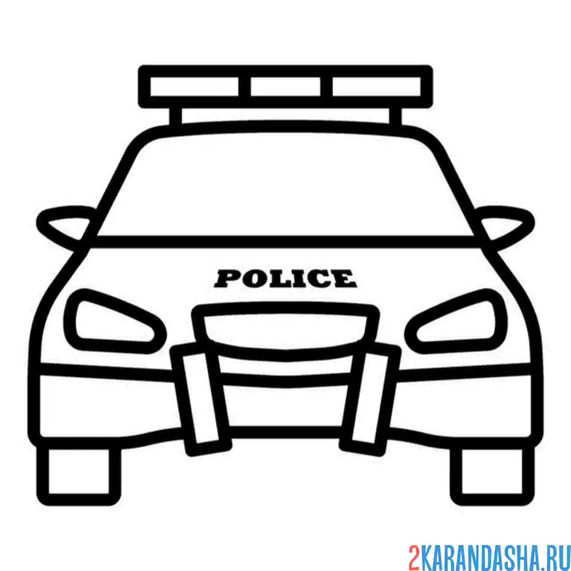 Раскраска полицейская машина капот