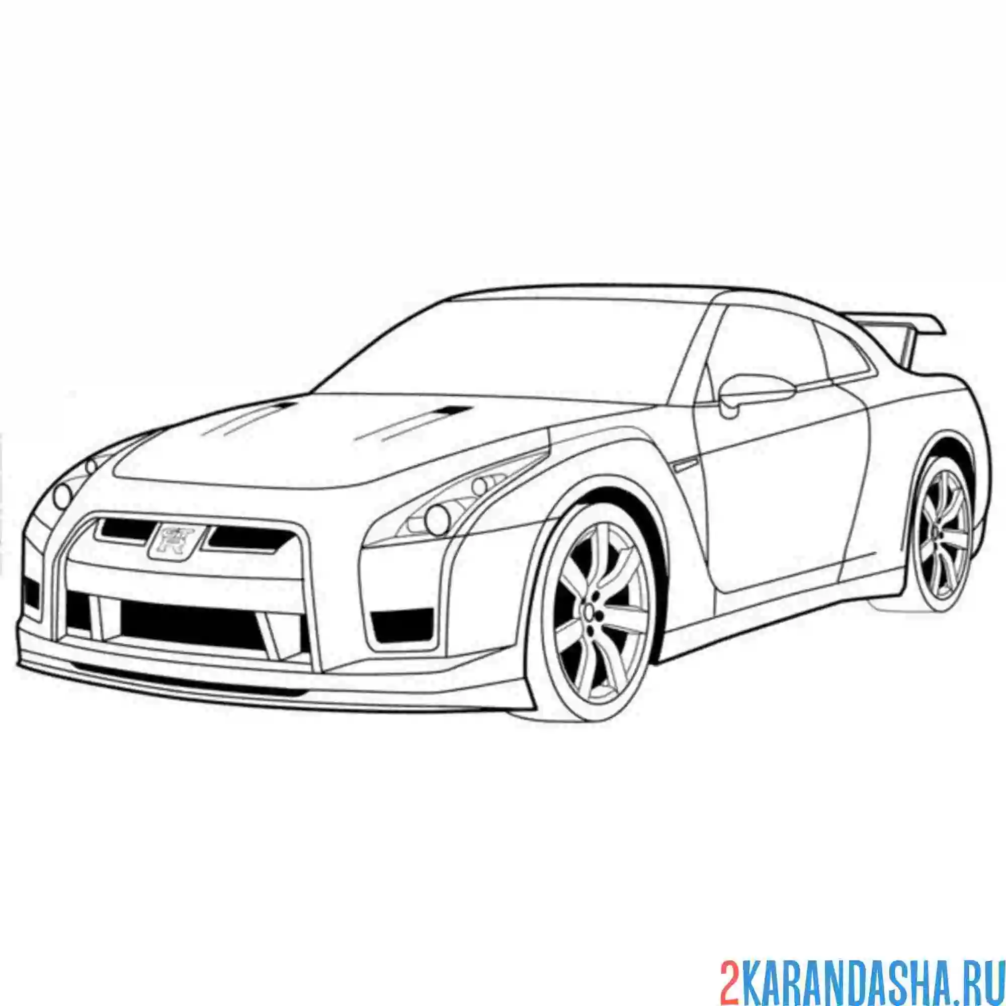 Раскраска гоночная машина nissangtr