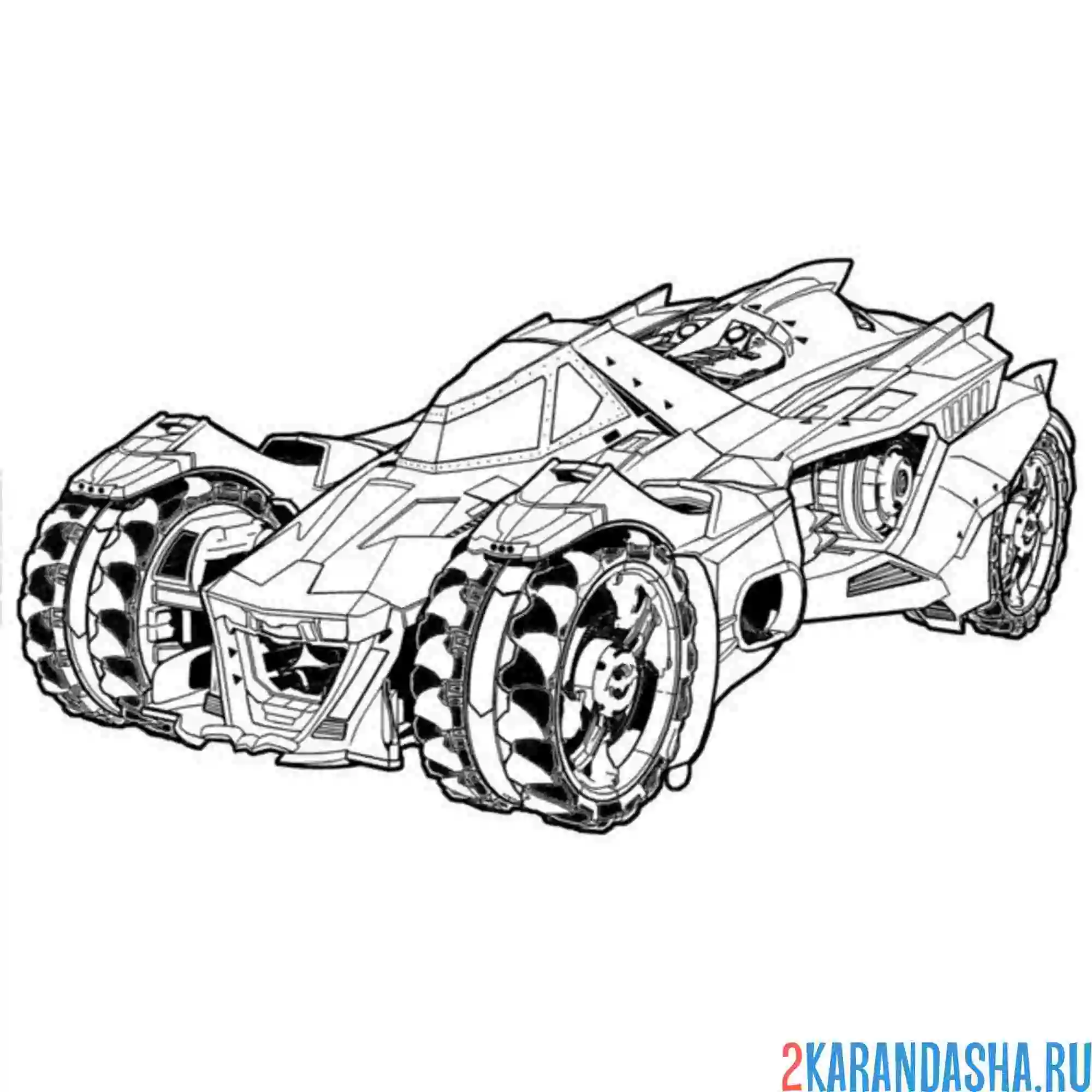 Раскраска гоночная машина из фильм бэтмен