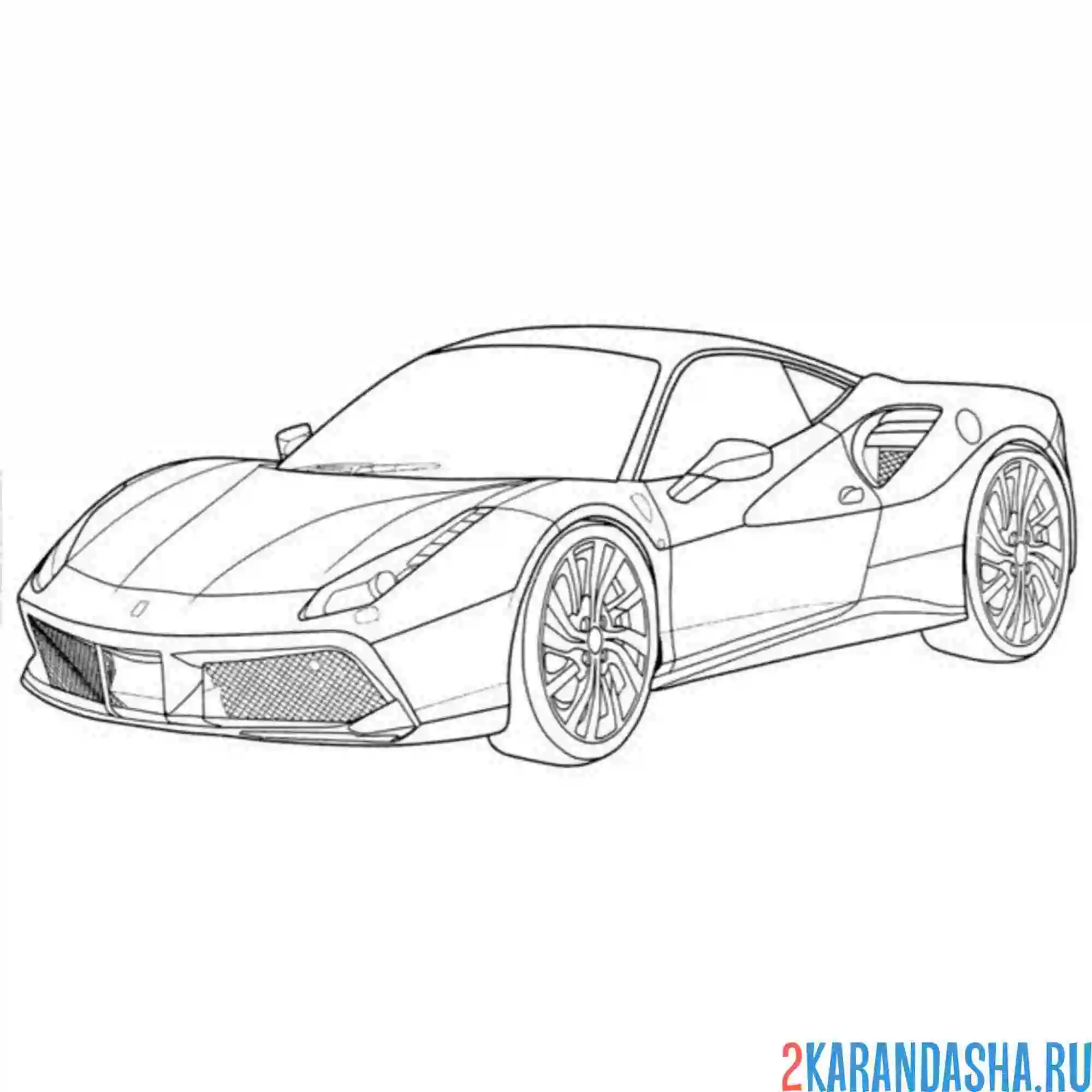 Раскраска спортивная машина феррари 458