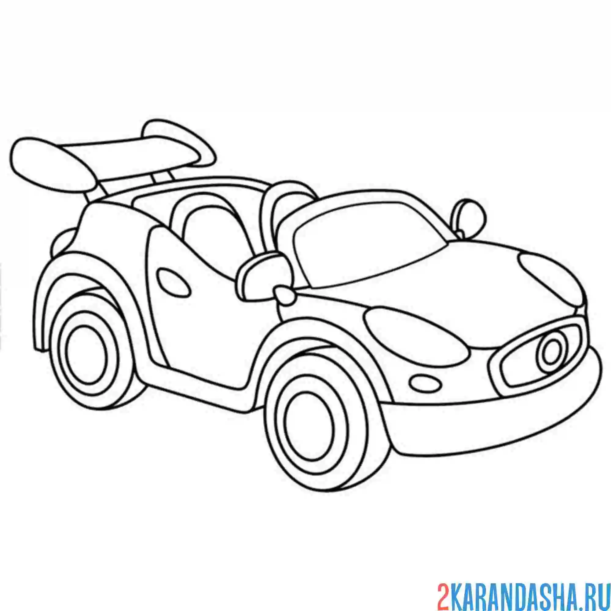 Раскраска кабриолет гоночный