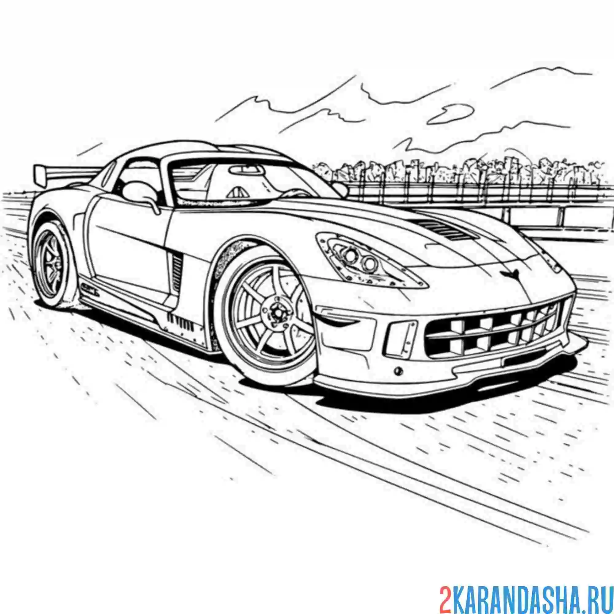 Раскраска дрифтовая гоночная машина