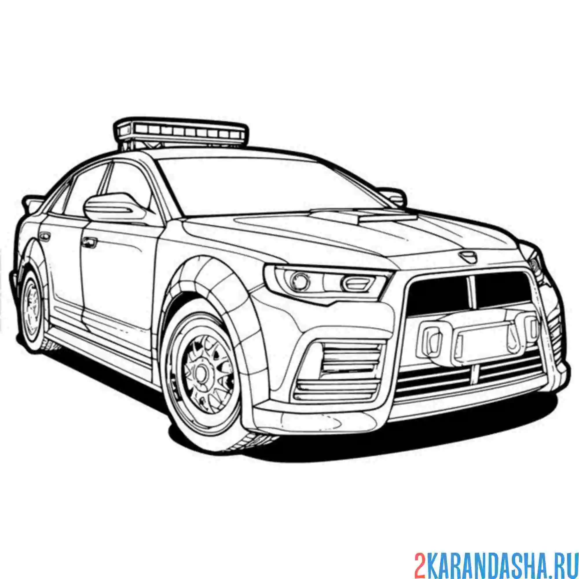 Раскраска полицейская скоростная машина