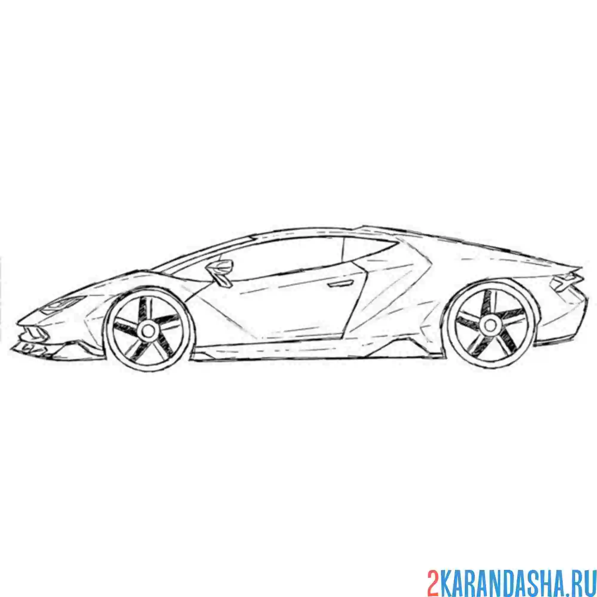 Раскраска гоночная машина ламборгини сбоку