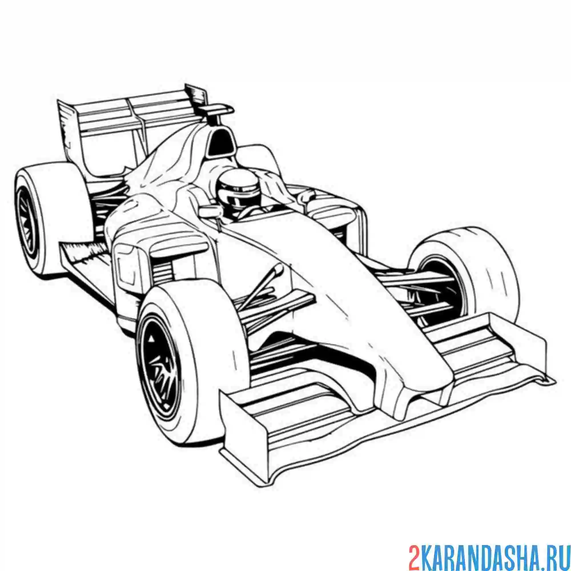 Раскраска гонщик в гоночной машине