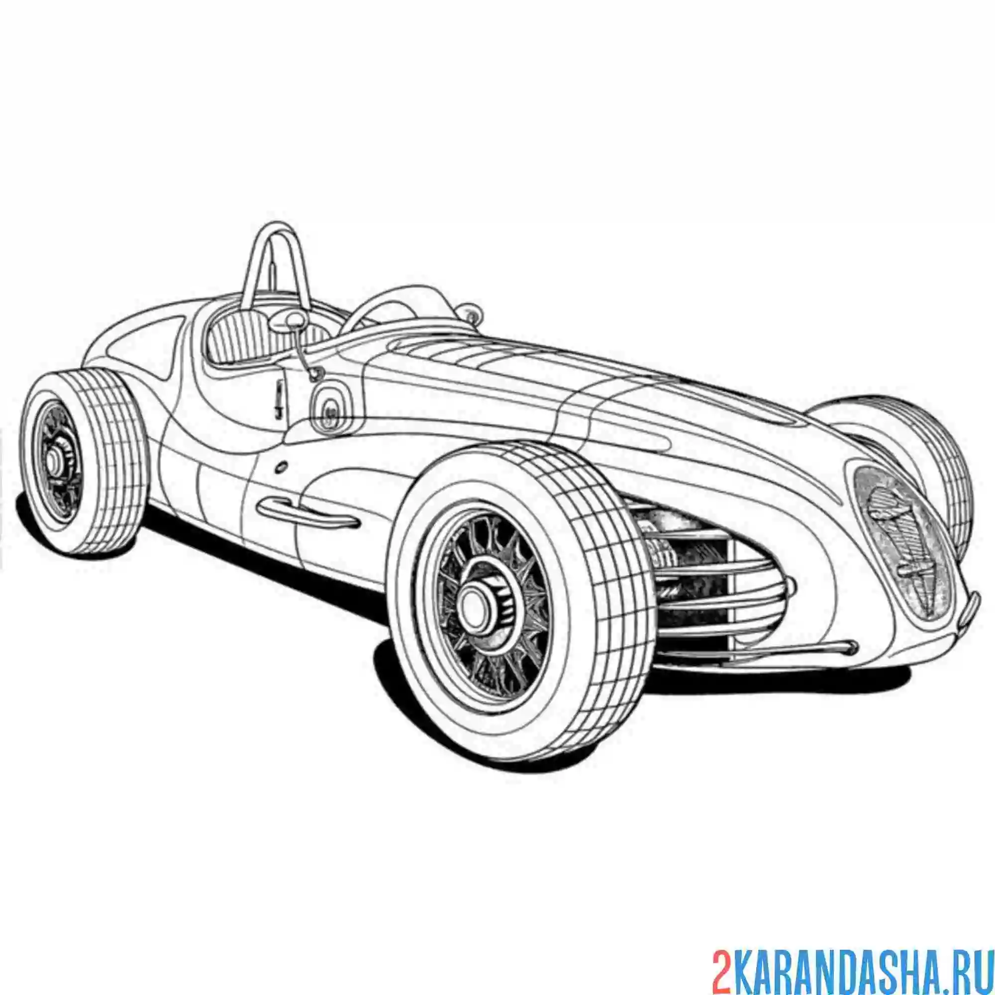 Раскраска раритетная гоночная машина