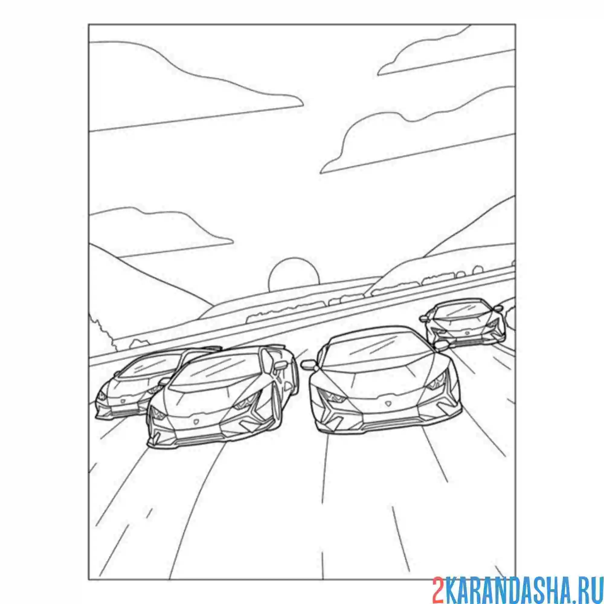 Раскраска гонка ламборгини