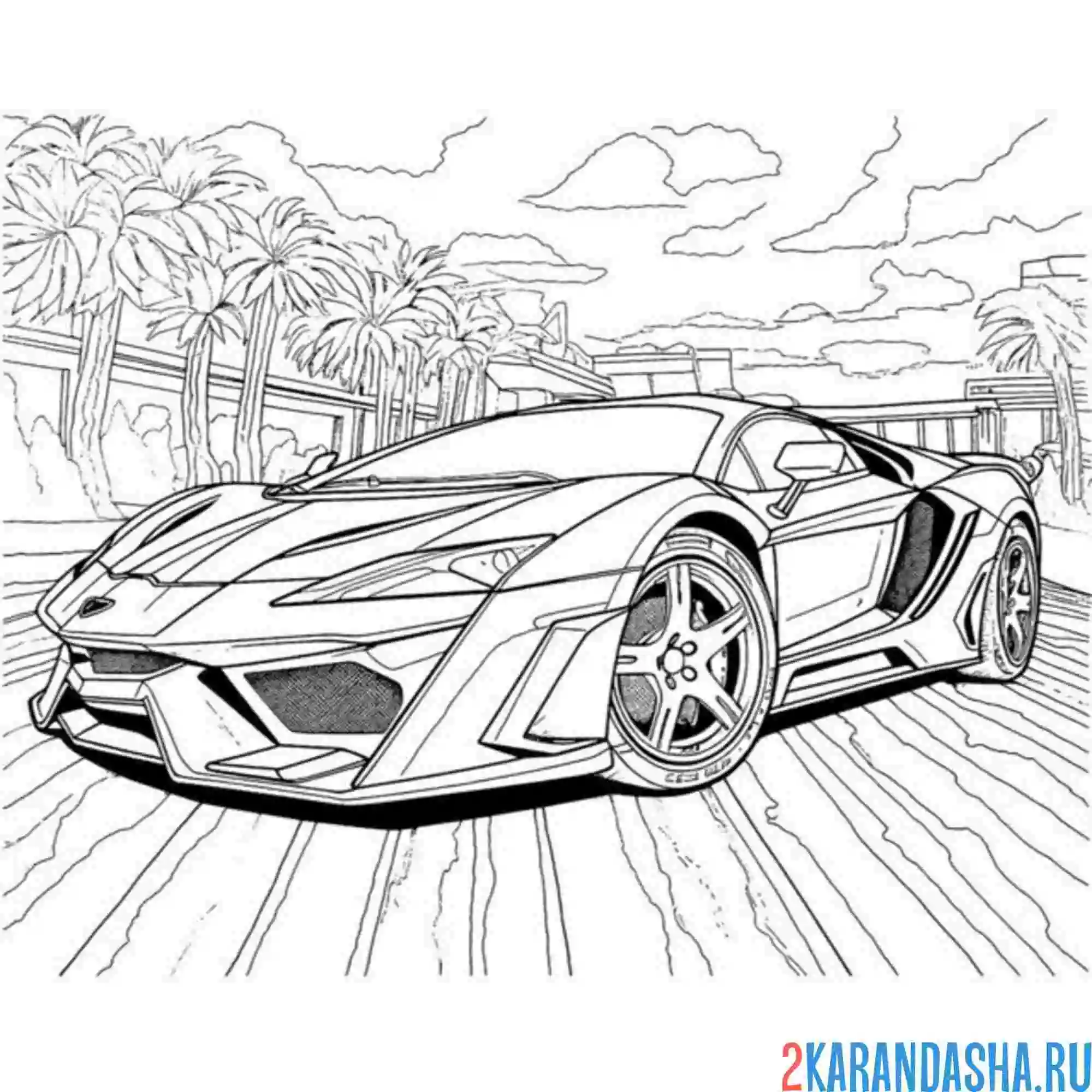 Раскраска гоночная ламборгини