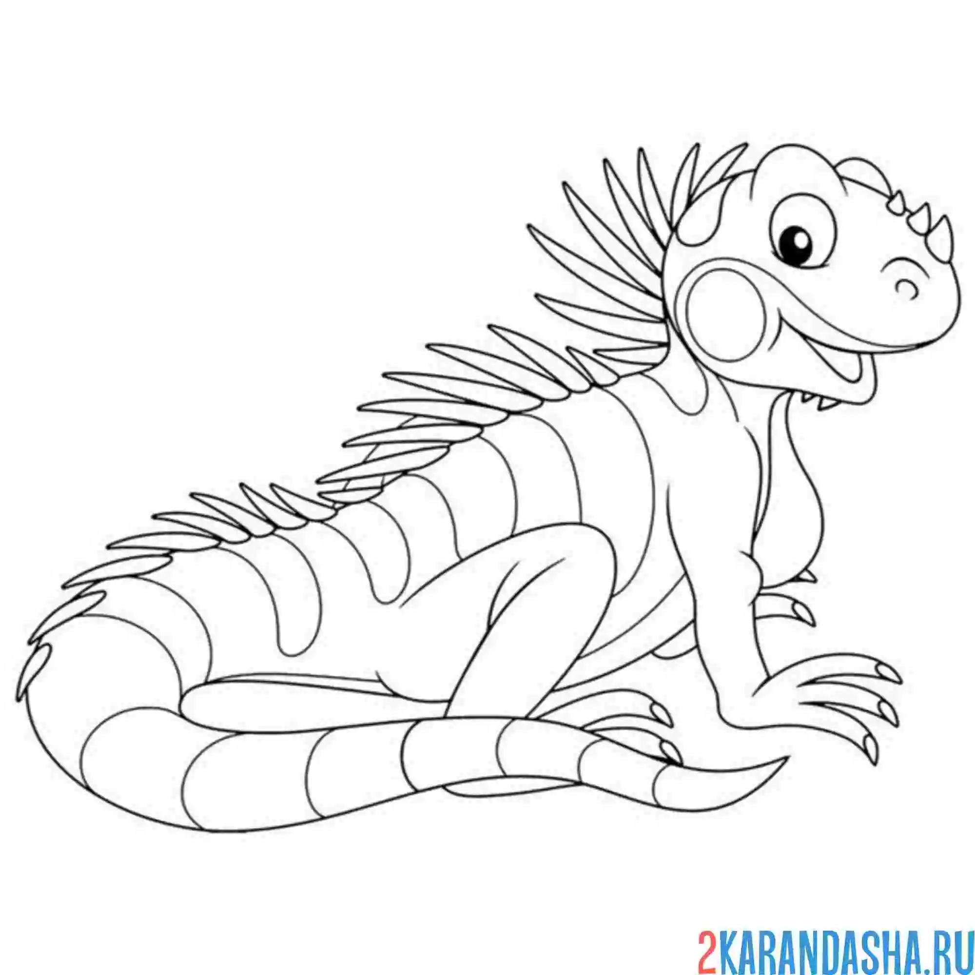 Раскраска игуана улыбается