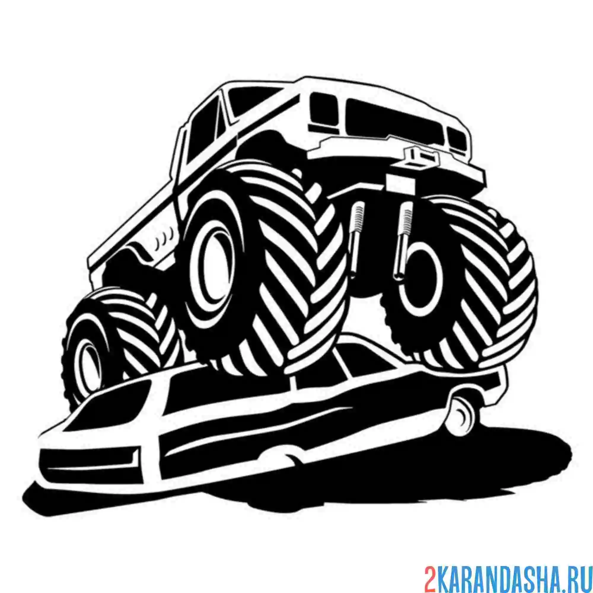 Раскраска монстр-трак раздавил