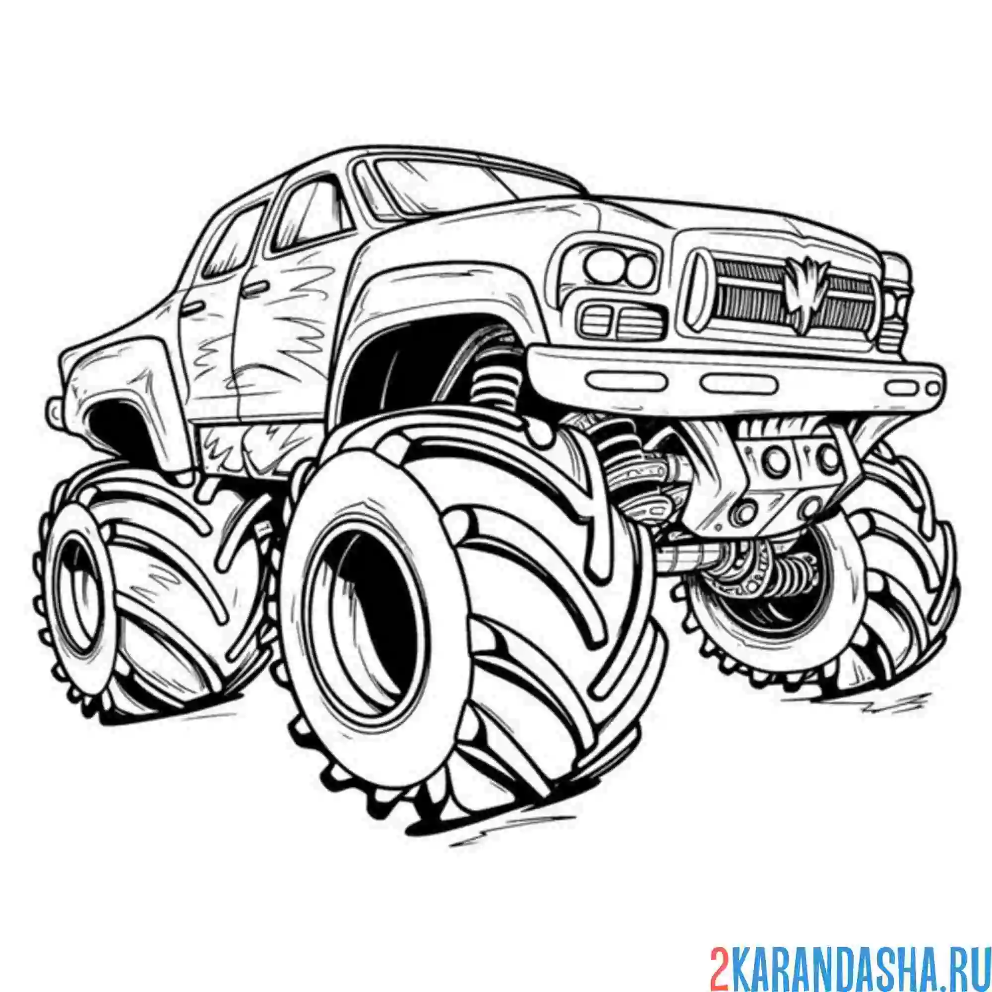 Раскраска монстр-трак с колесами