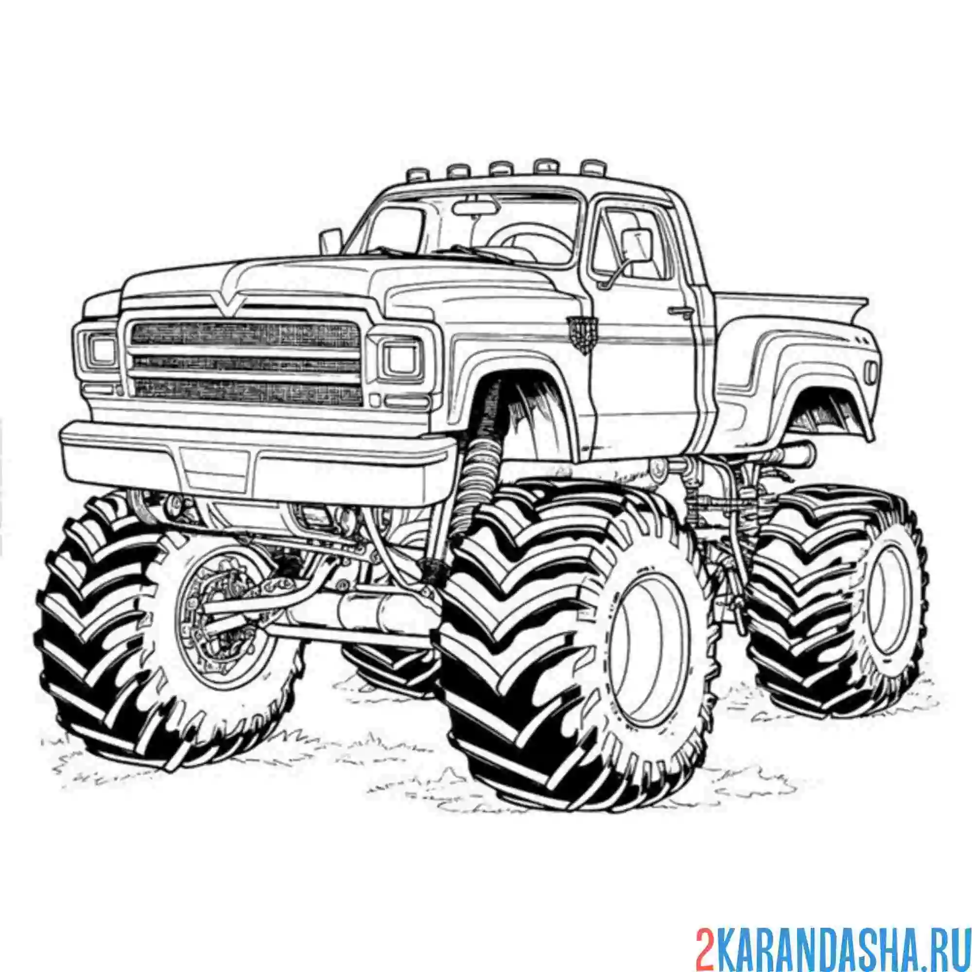 Раскраска крутой монстр-трак пикап