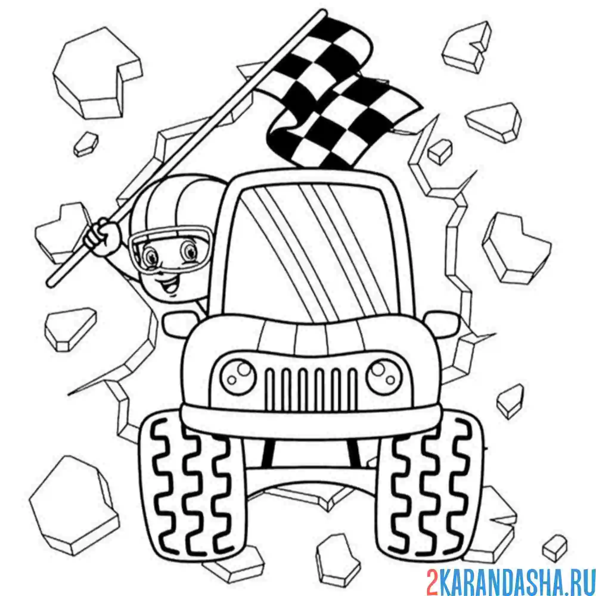 Раскраска монстр-трак победитель