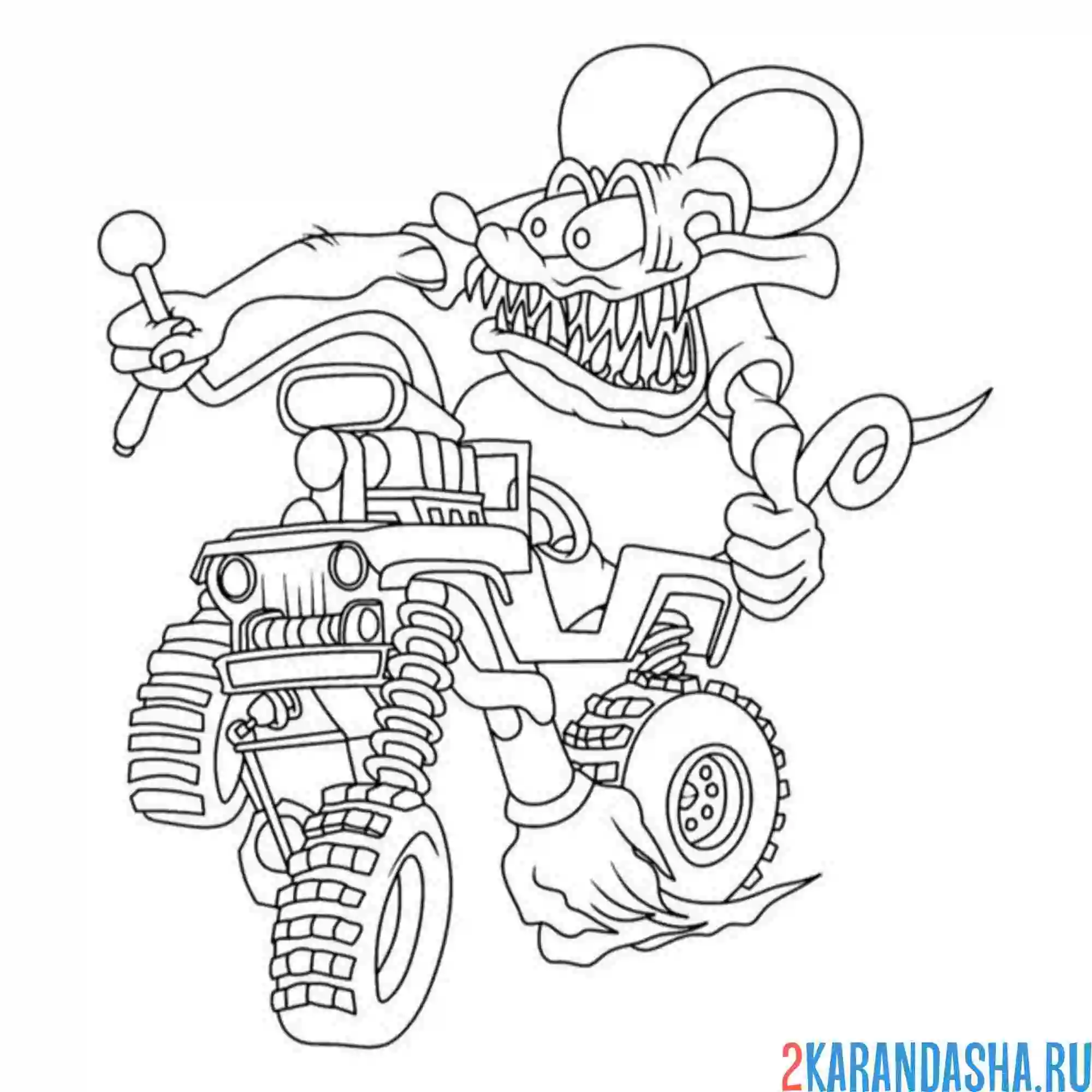 Раскраска мышь монстр-трак