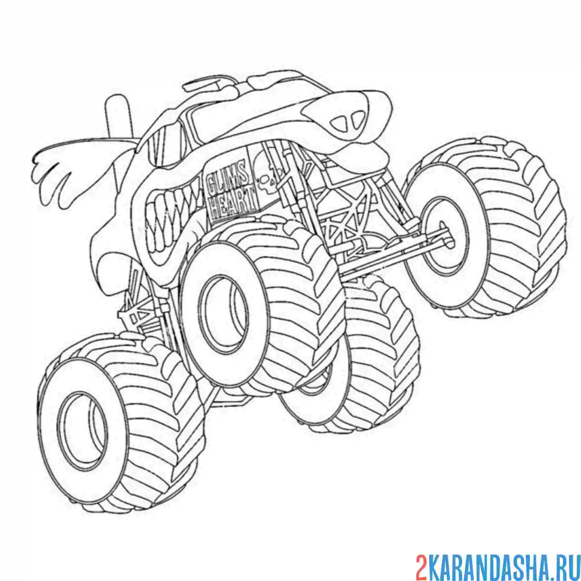 Раскраска монстр-трак в маске