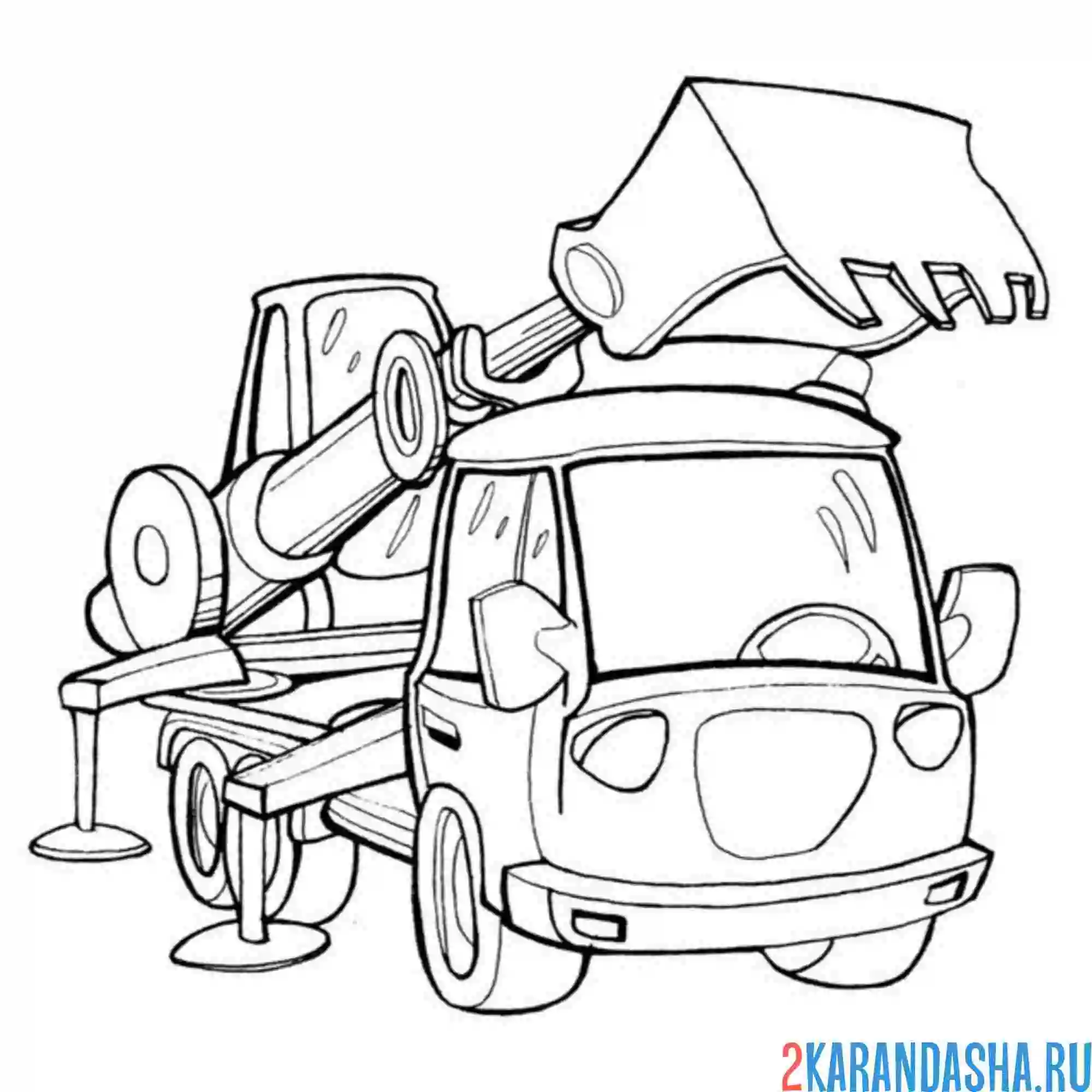 Раскраска модный экскаватор