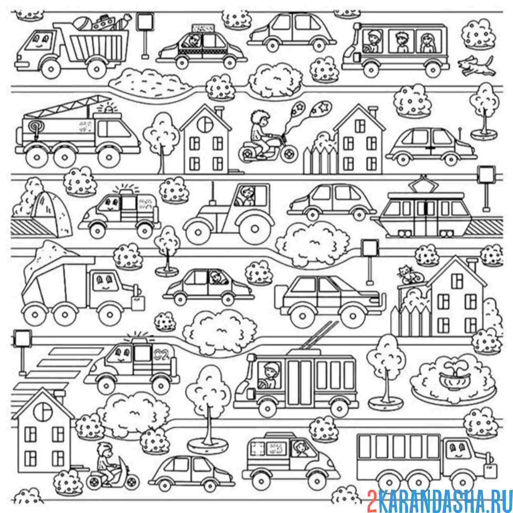 Раскраска виды транспорта