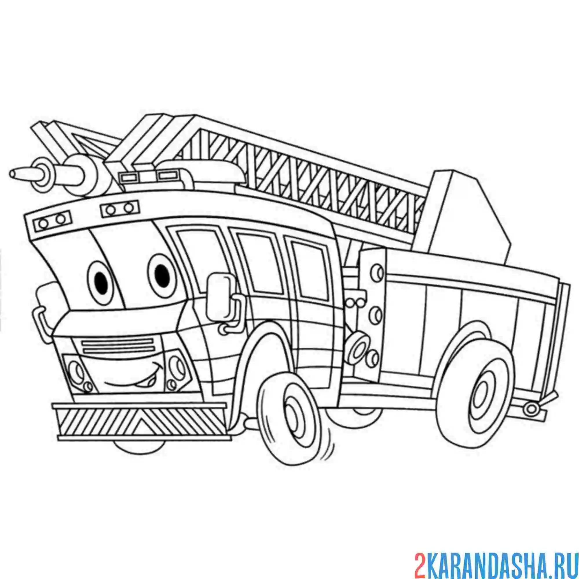 Раскраска спецтранспорт пожарная машина