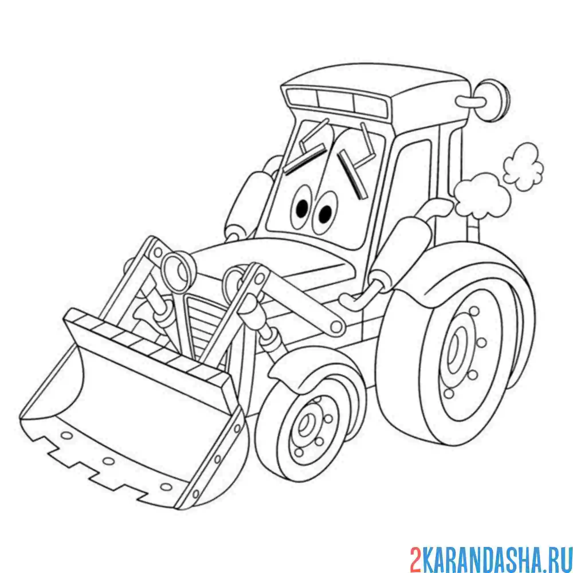 Раскраска бульдозер строительный транспорт