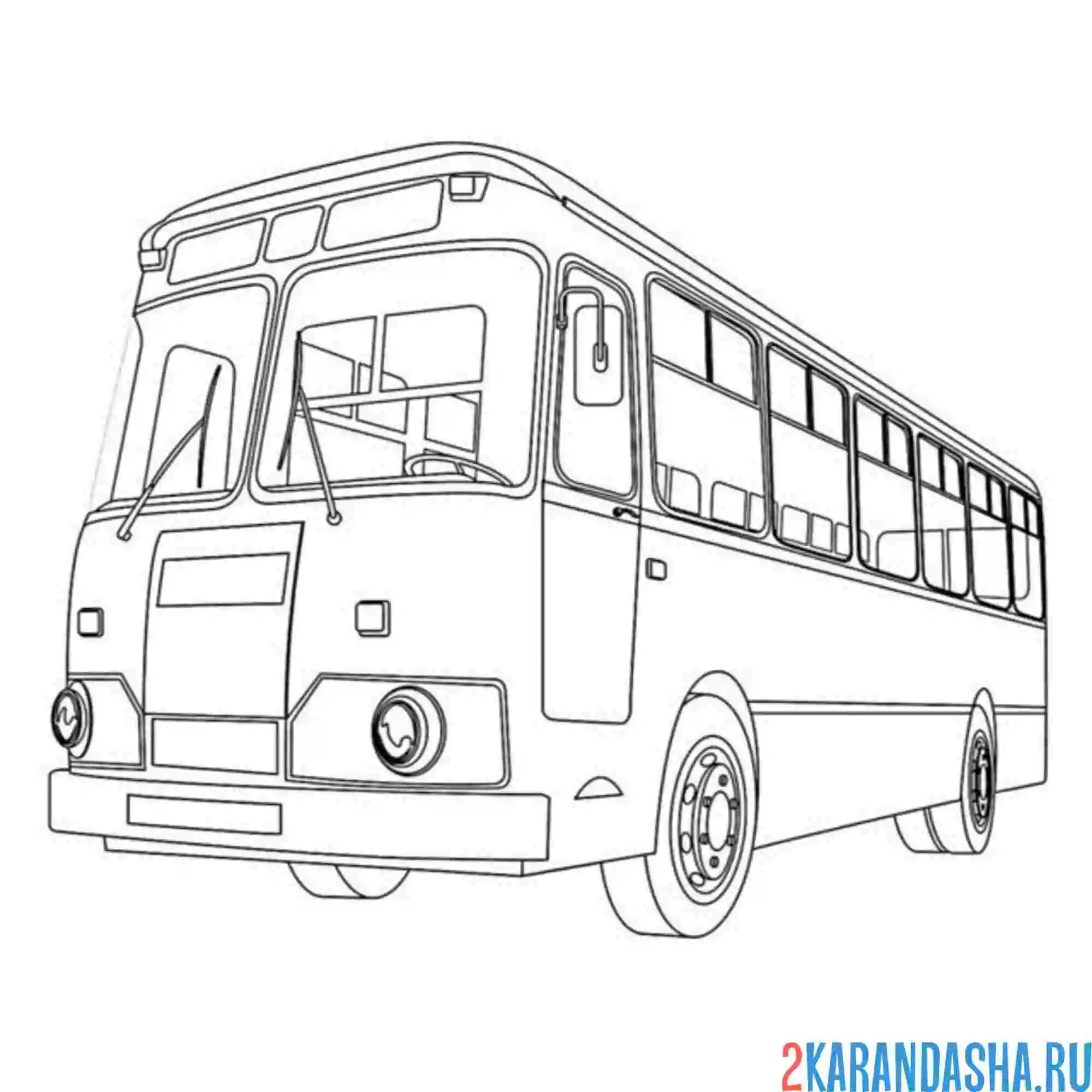 Раскраска большой автобус пассажирский транспорт