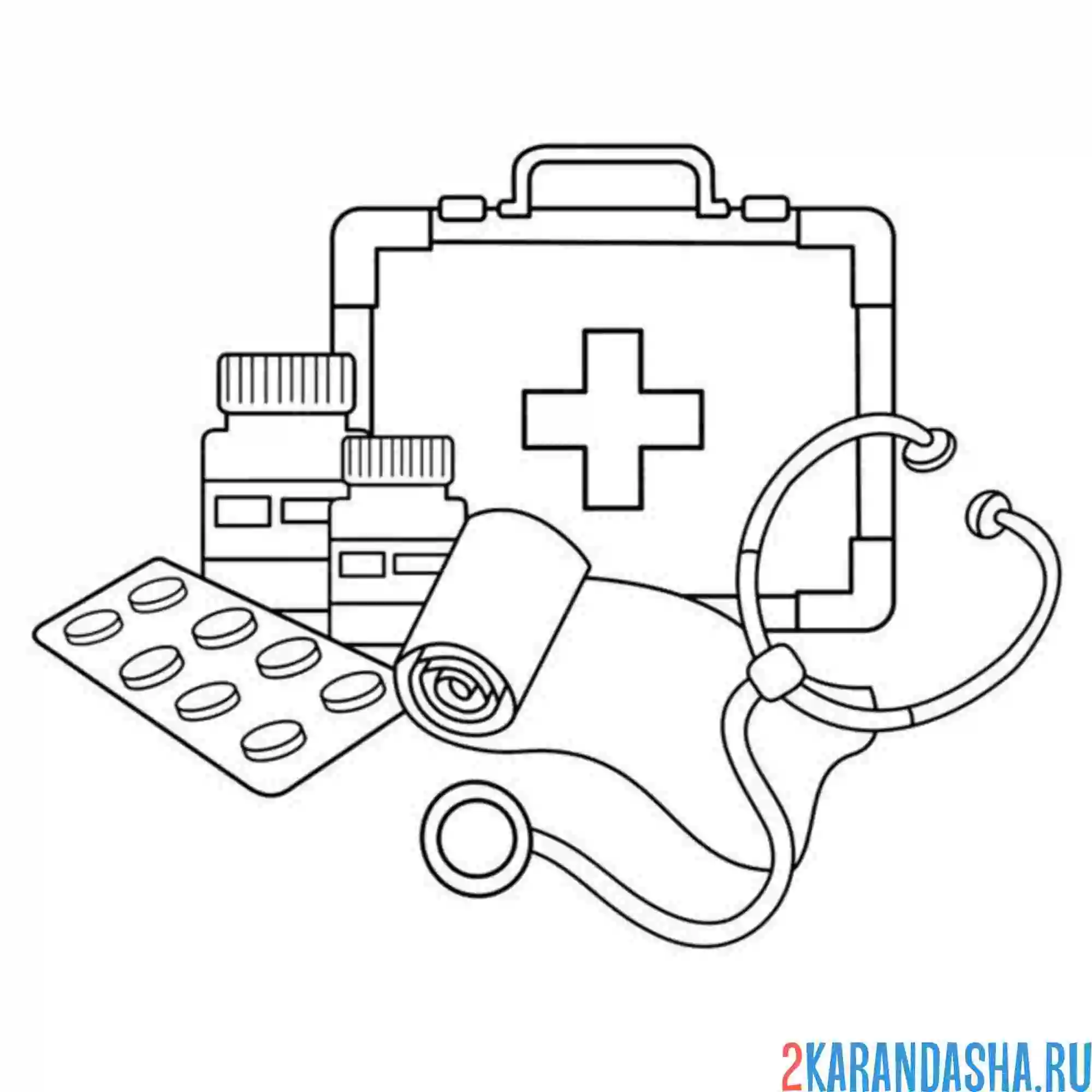 Раскраска аптечка скорая помощь